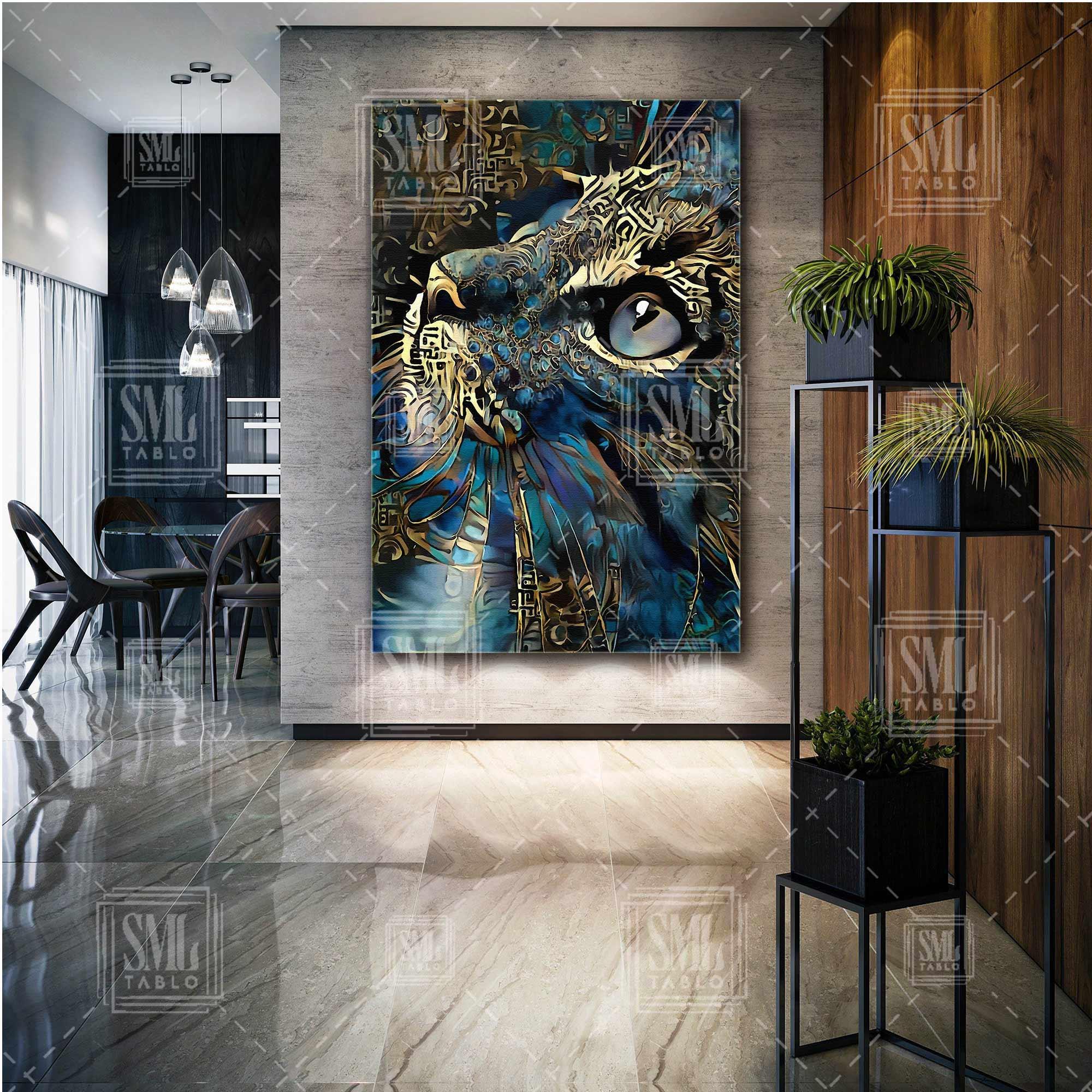 Altın Tüylü Kedi Modern Sanat Dekor Hayvan Dikey Kanvas Tablo Altın Tüylü Kedi Modern Sanat Dekor Hayvan Dikey Kanvas Tablo