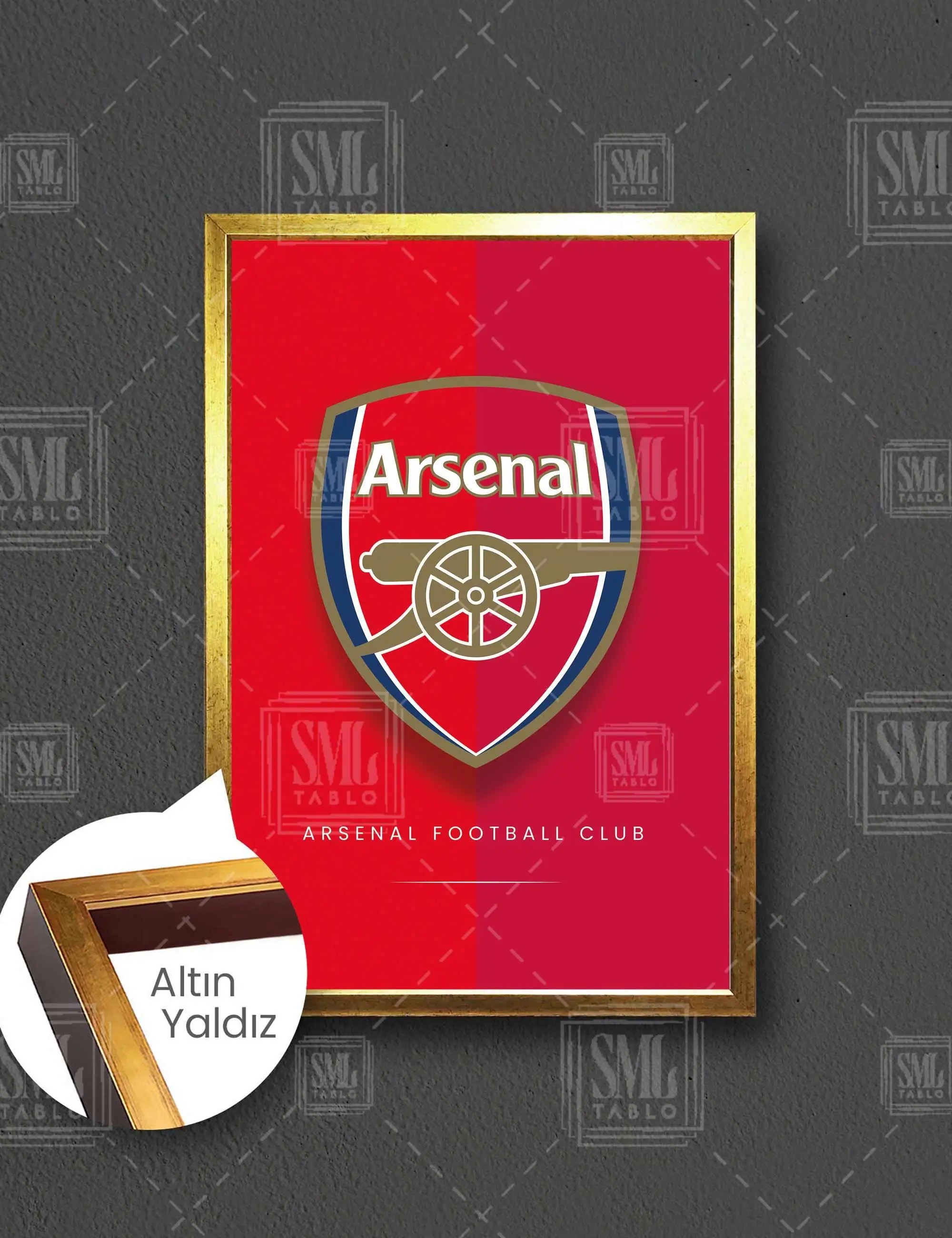 Arsenal Futbol Kulübü Logosu Arsenal Futball Club Çerçeveli Dikey Kanvas Tablo