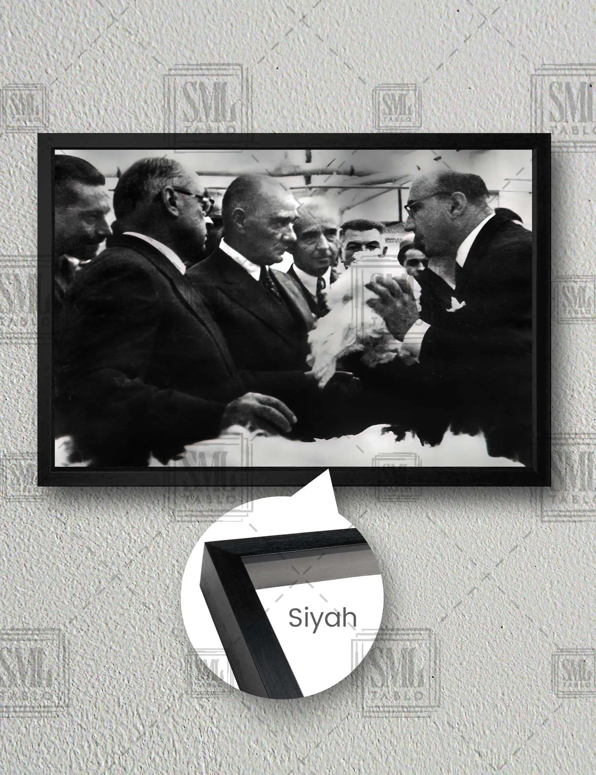 Atatürk Nazilli Basma Fabrikası Sümerbank Tekstil Fabrika 1937 Çerçeveli Yatay Kanvas Tablo - Siyah