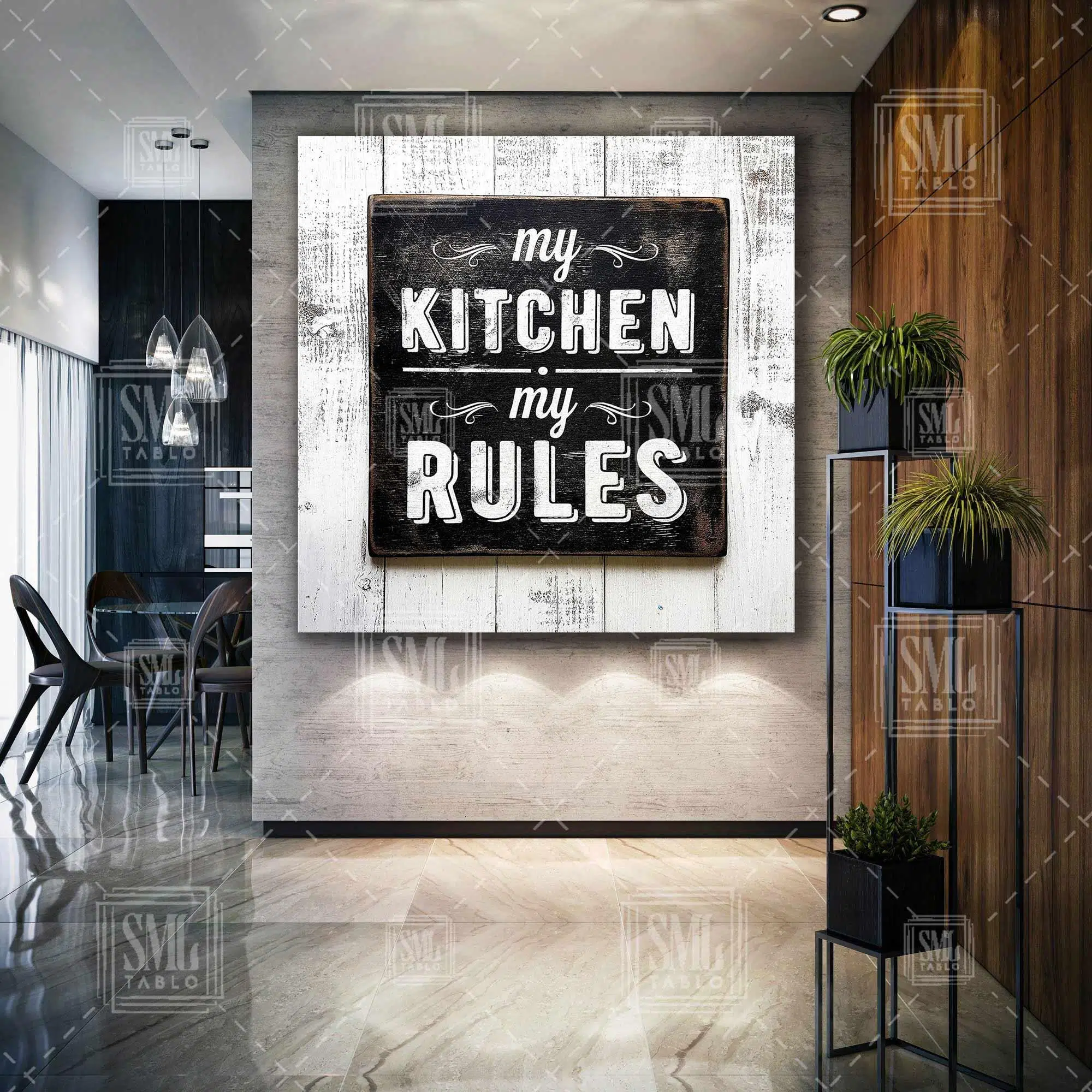 Benim Mutfağım Benim Kurallarım My Kıtchen My Rules Mutfak Restorant Dekor Kare Kanvas Tablo
