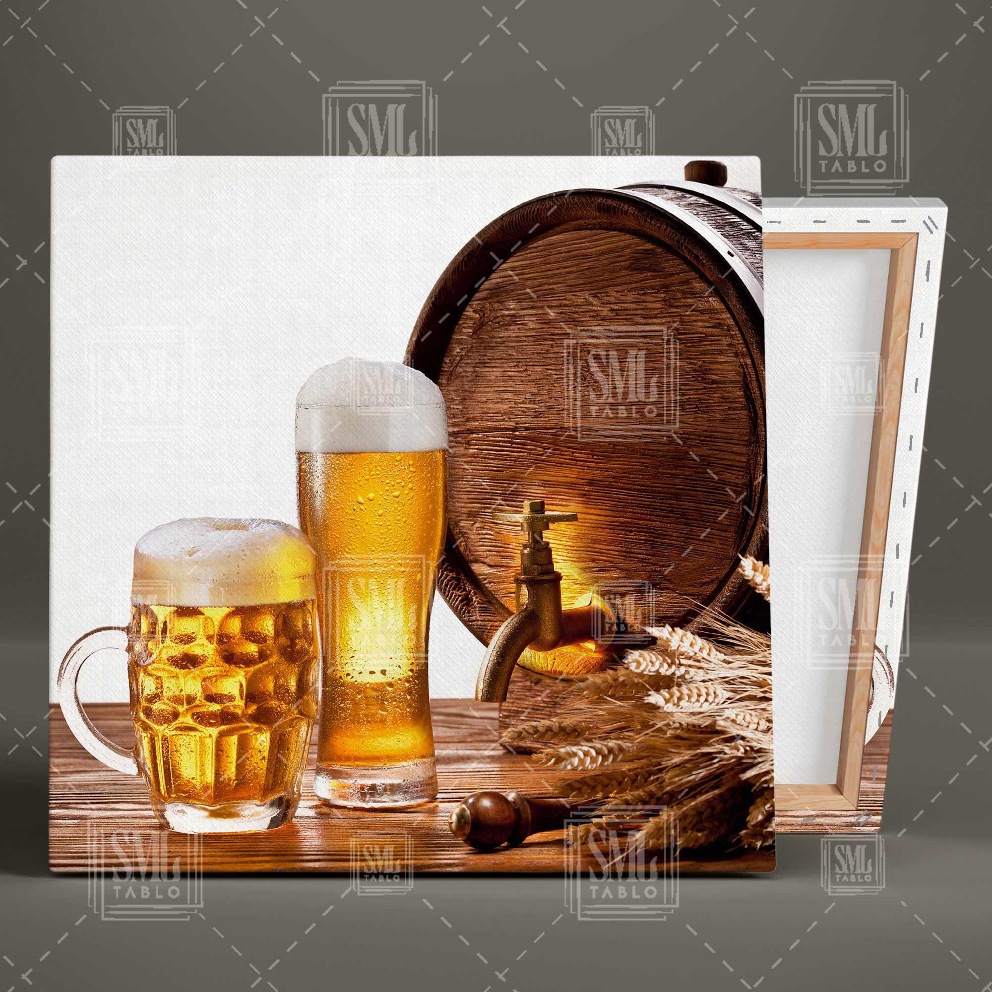 Bira Fıçısı Buğday İçki Bar Tatil Kare Kanvas Tablo Bira Fıçısı Buğday İçki Bar Tatil Kare Kanvas Tablo