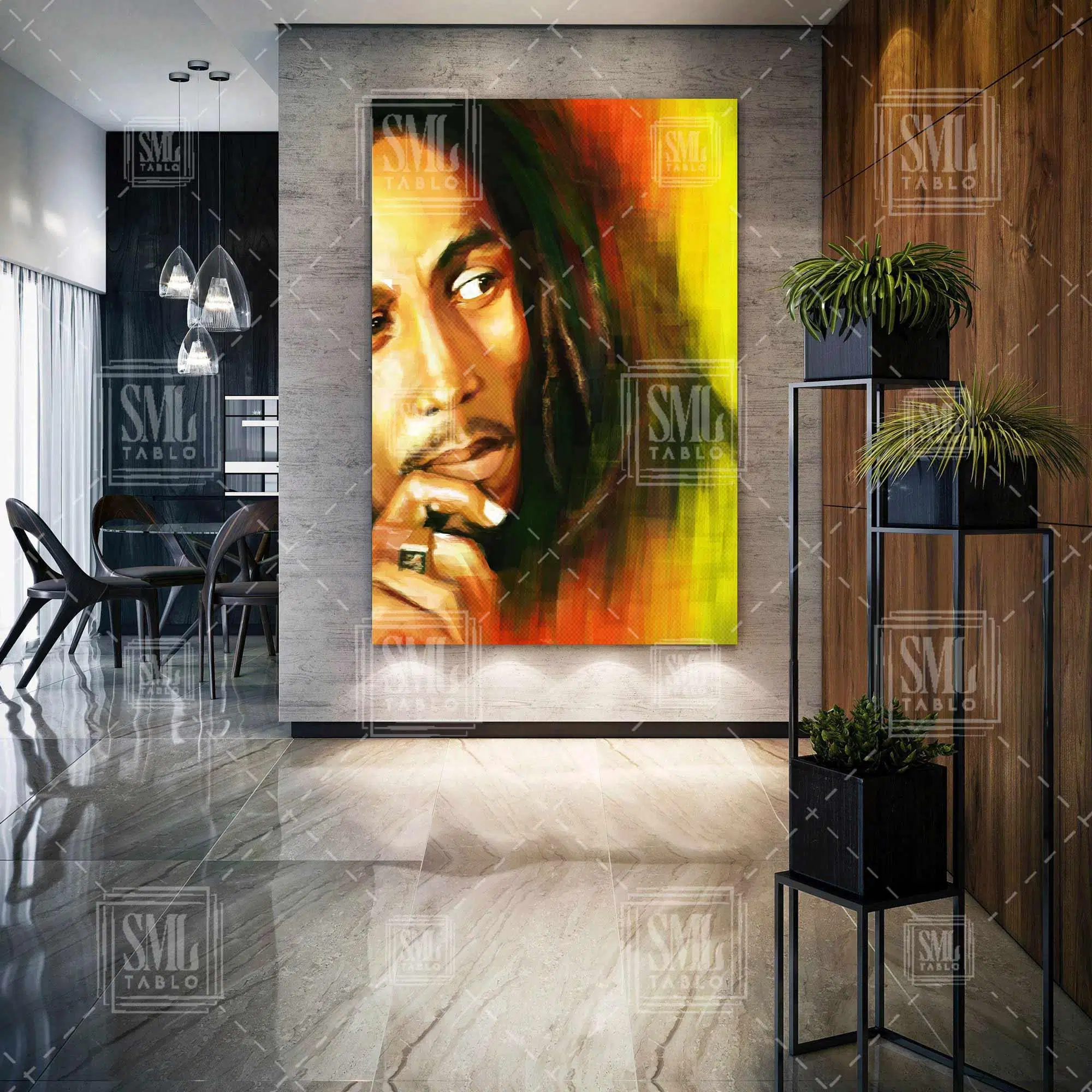 Bob Marley Müzik Efsane Sanatçı Dekor Dikey Kanvas Tablo