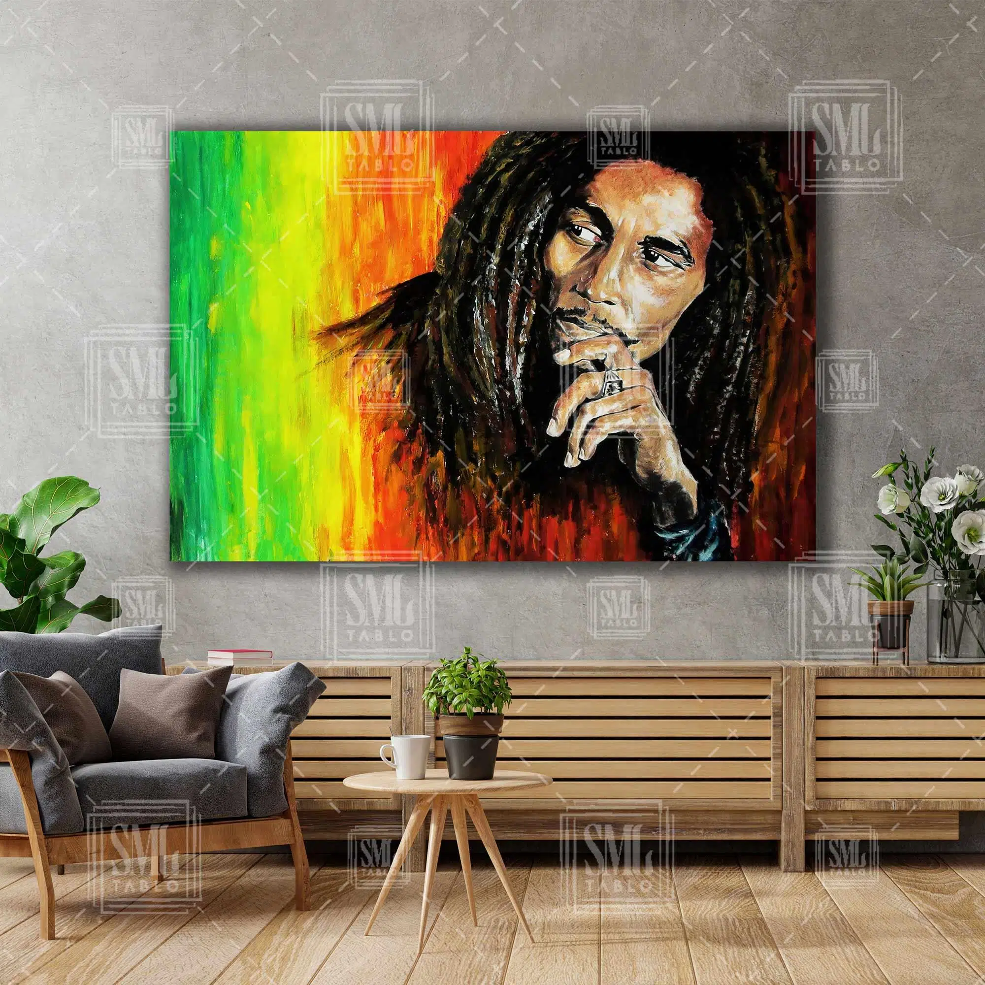 Bob Marley Müzik Efsane Sanatçı Sanat Dekor Yatay Kanvas Tablo