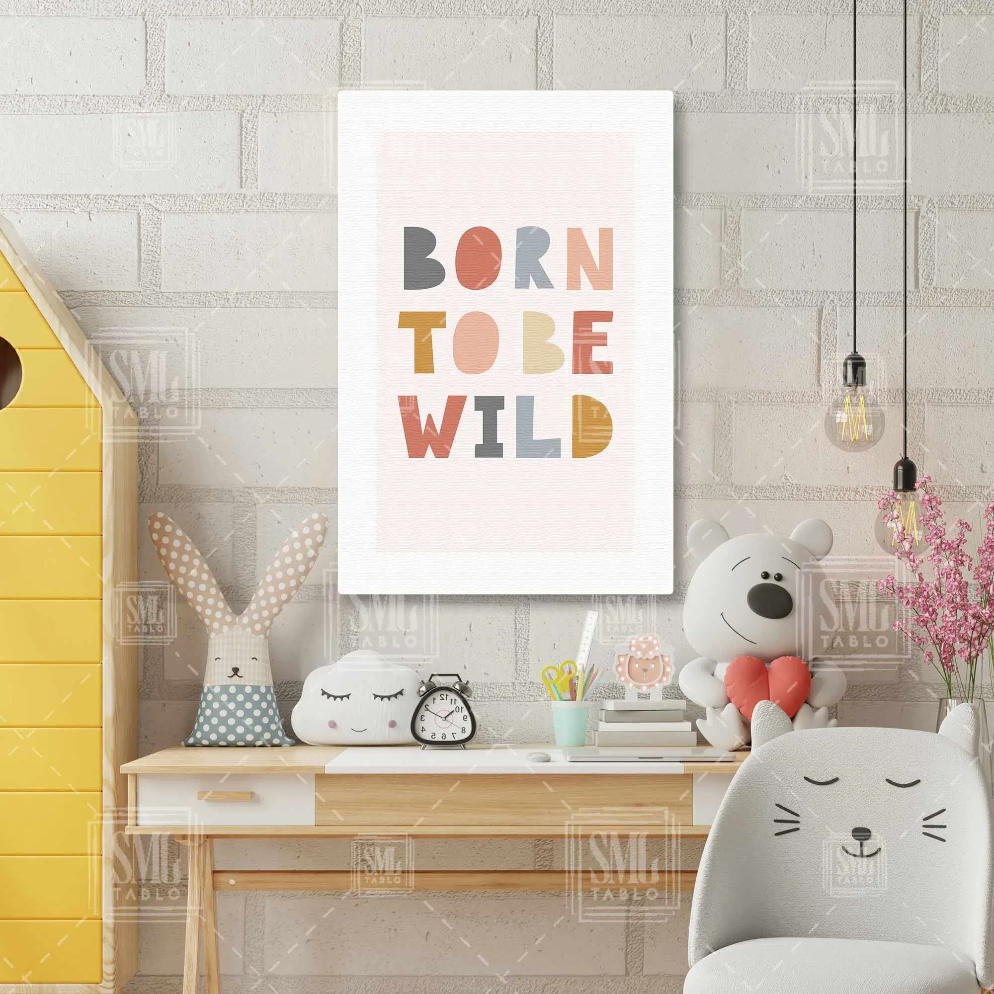 Born To Be Wild Bebek Odası Tipografik Dikey Kanvas Tablo