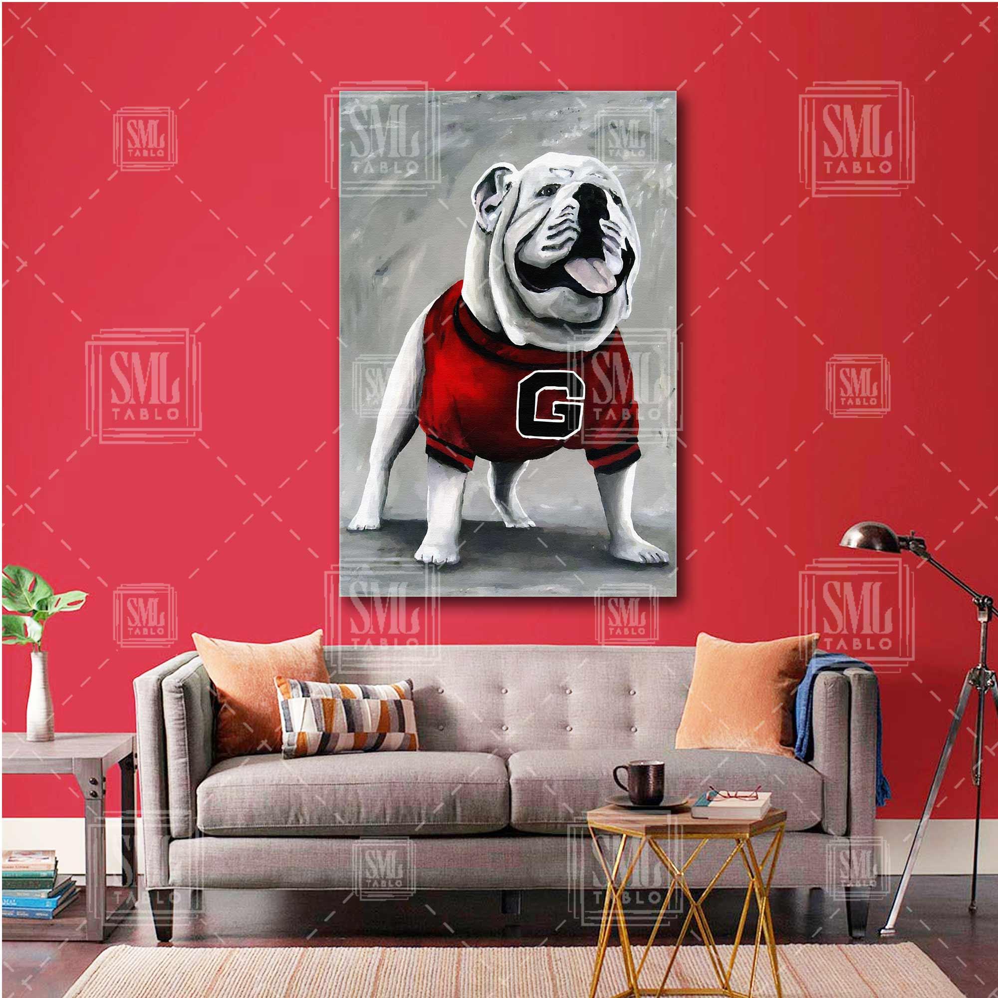 Bulldog Hayvan Köpek Taraftar Soyut Dikey Kanvas Tablo
