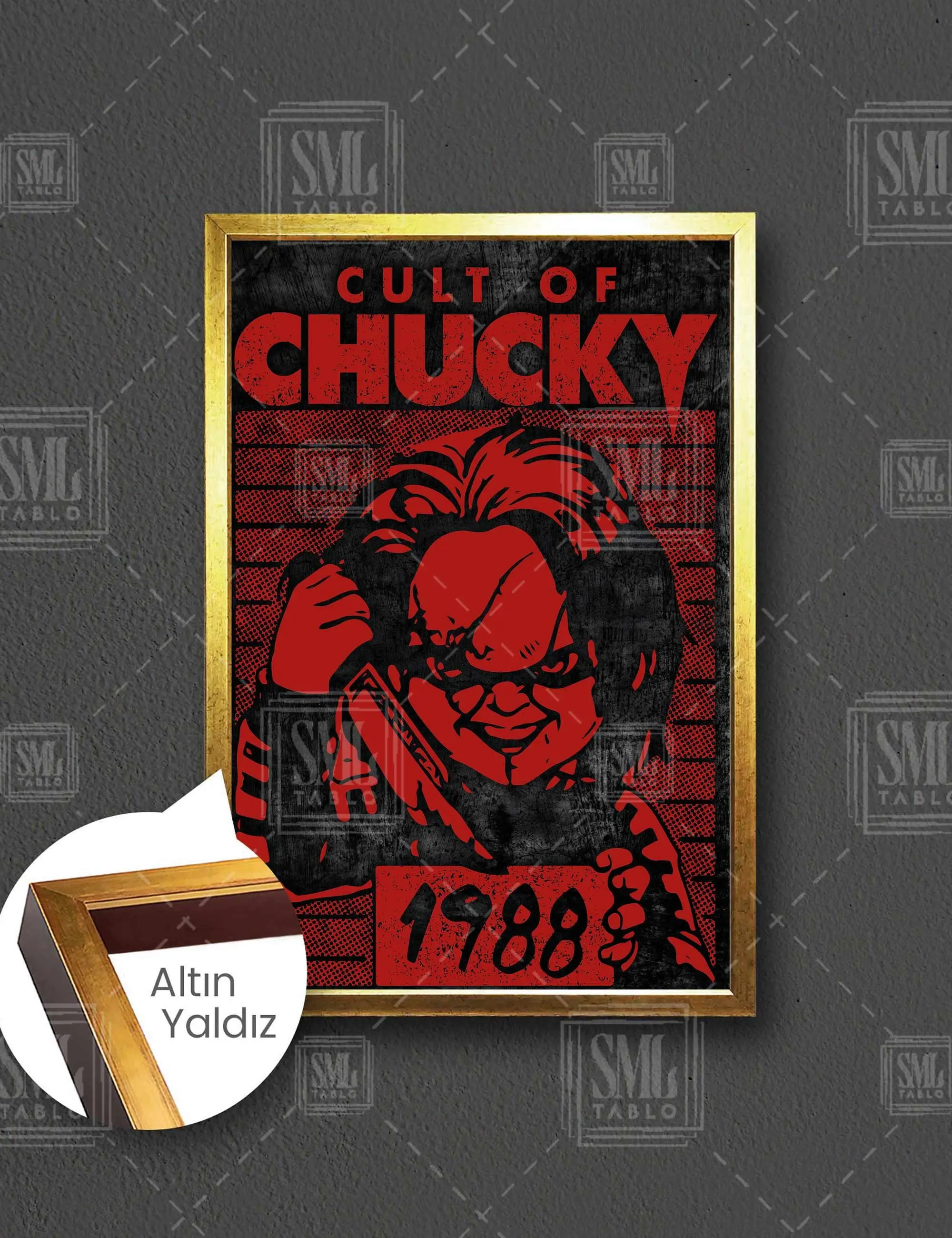 Çaki Filmi Cult Of Chucky Korku Film Posteri Çerçeveli Dikey Kanvas Tablo