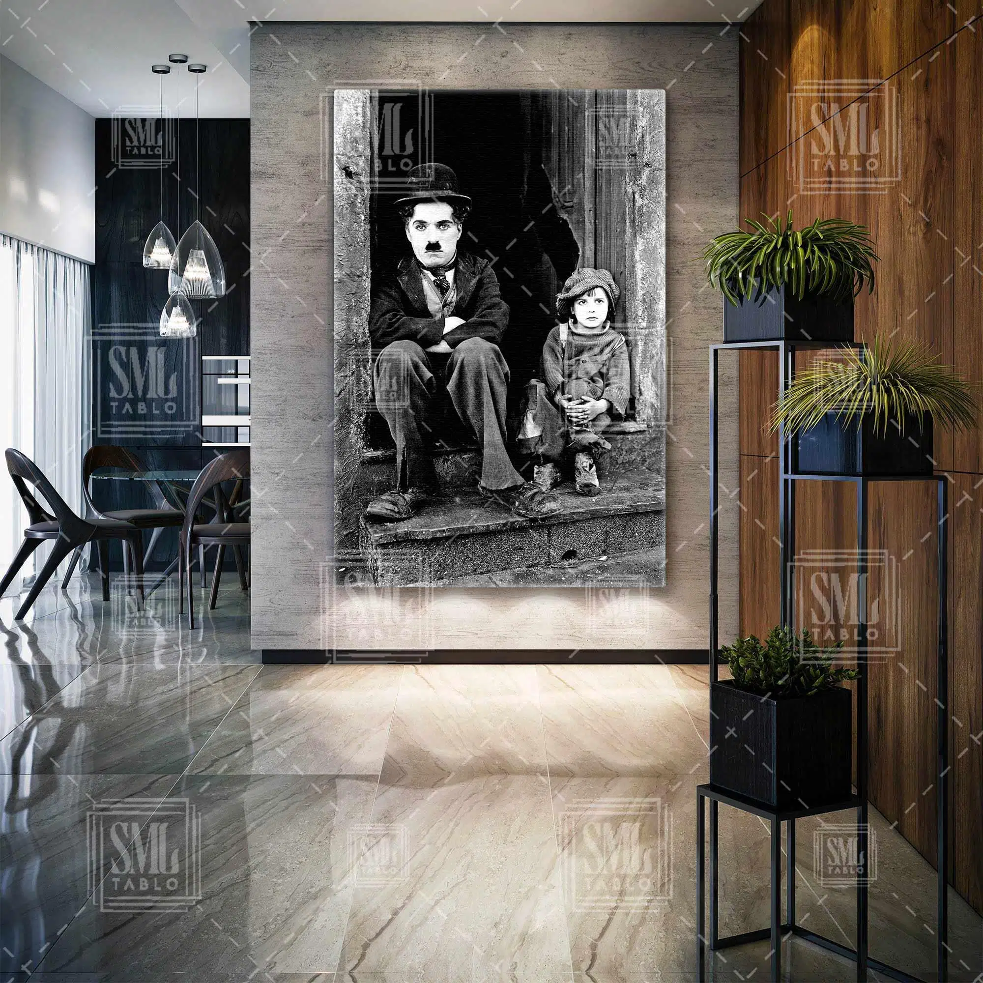 Charli Chaplin The Kid Filmi Dikey Kanvas Tablo