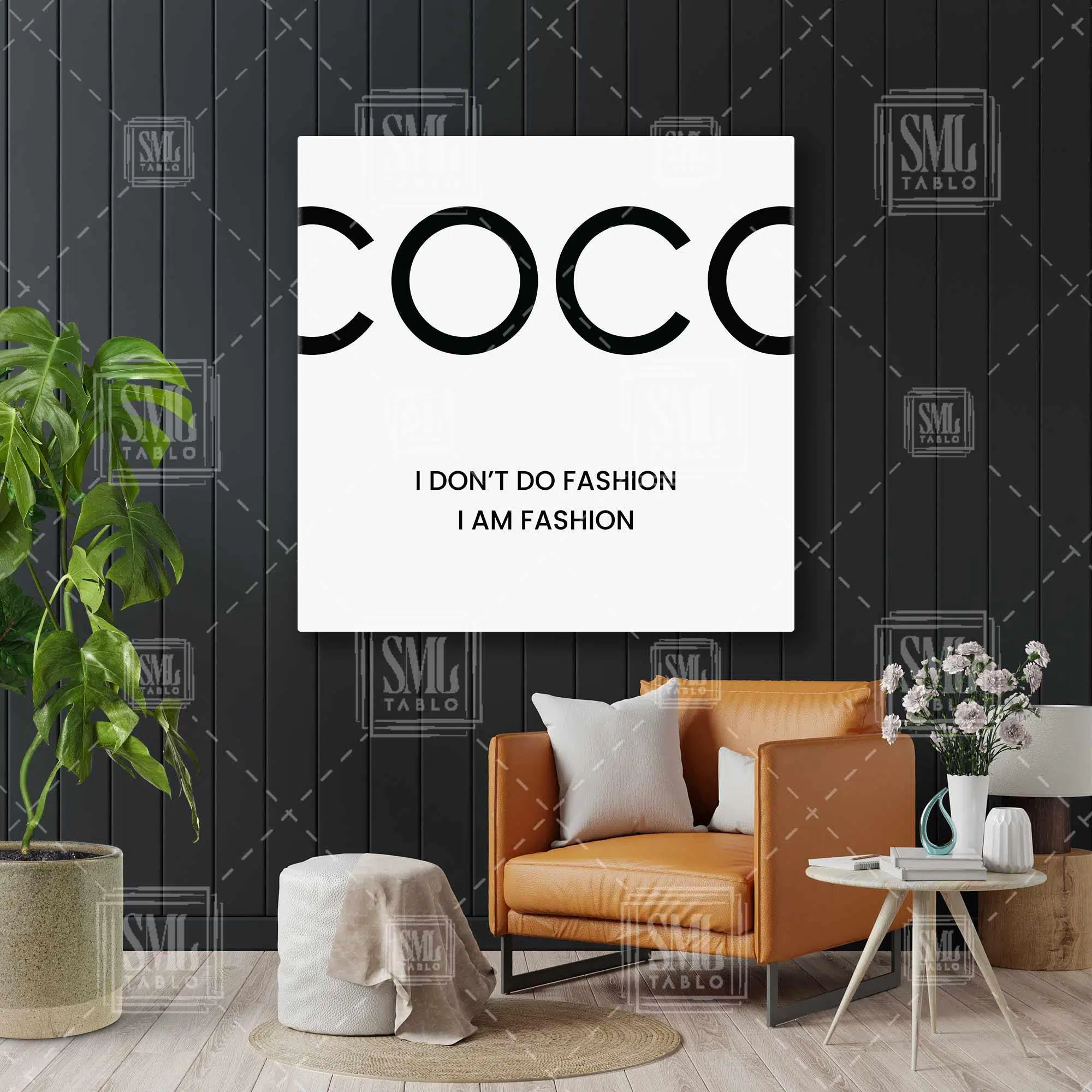 Coco Chanel Sözü Tipografik Moda Öncüsü Kare Kanvas Tablo