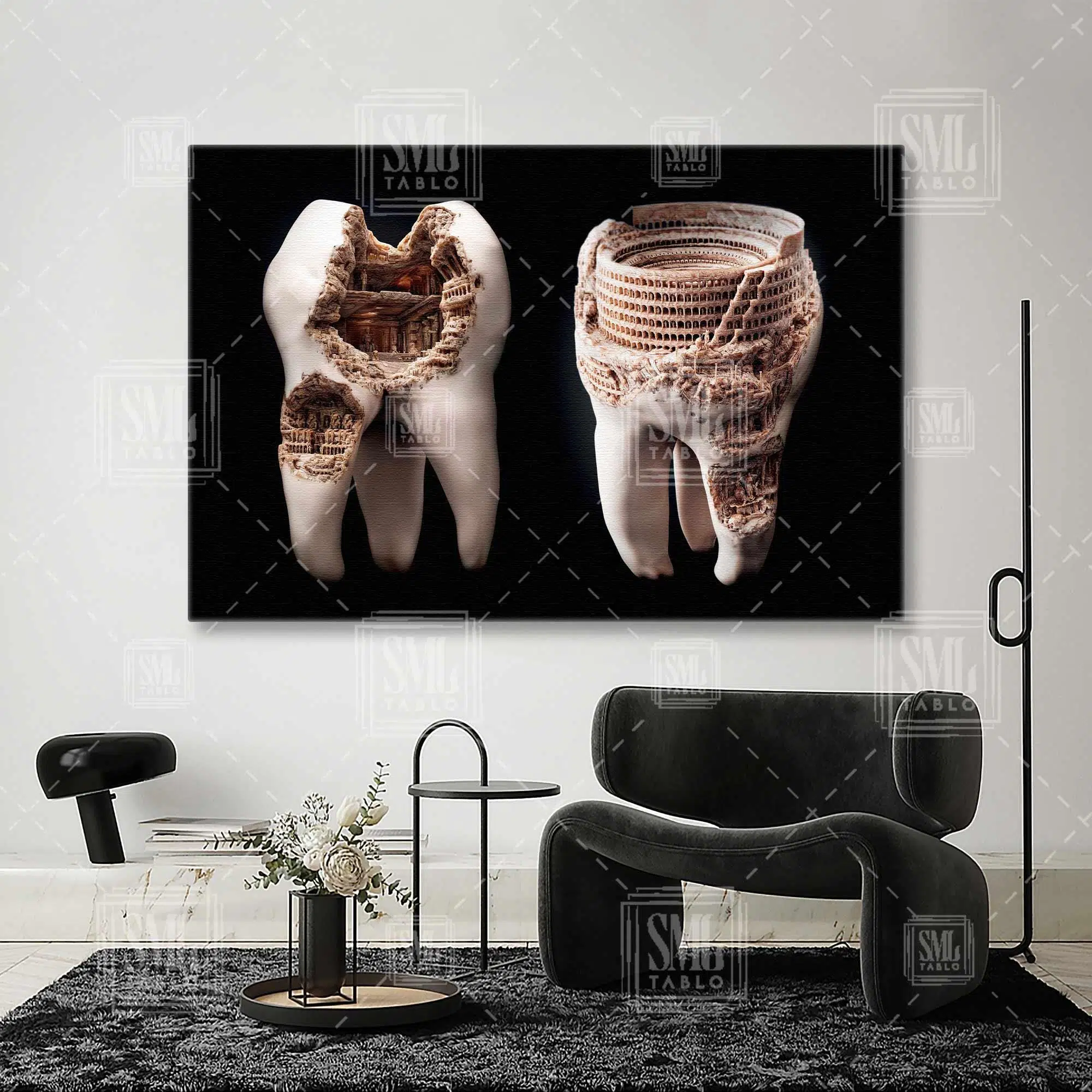 Diş Muayanehane Dental Sağlık Roma Kolezyum Yatay Kanvas Tablo