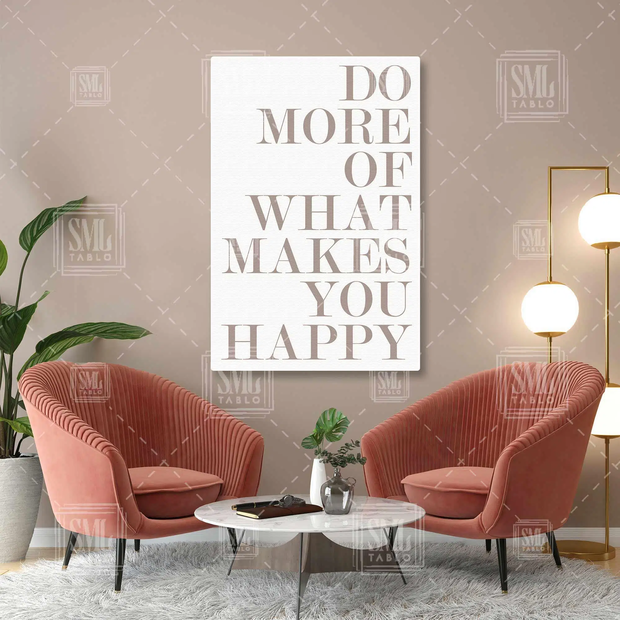 Do More Of What Makes You Happy Tipografik Mativasyon Dikey Kanvas Tablo