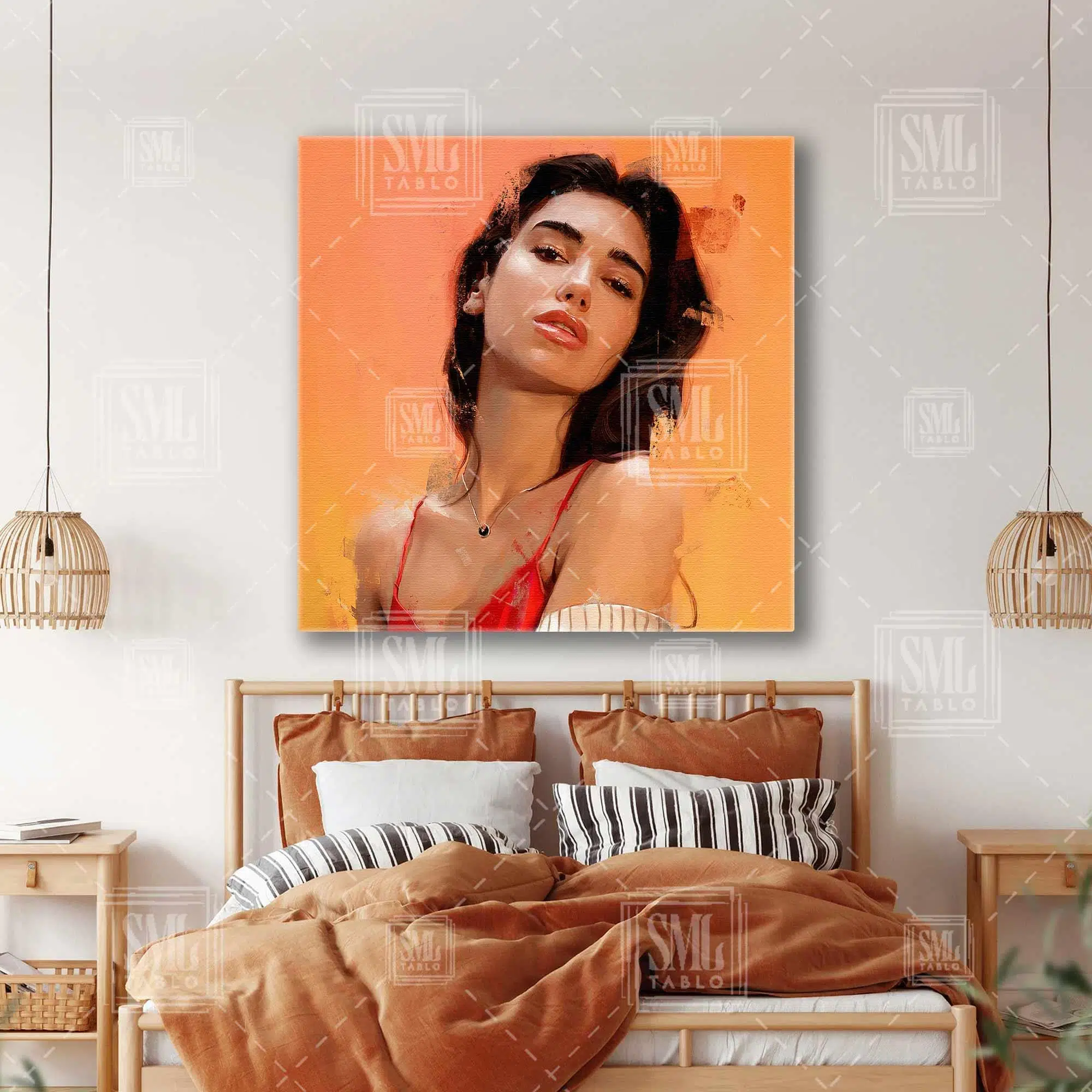 Dua Lipa Ünlü Şarkıcı Portre Kare Kanvas Tablo