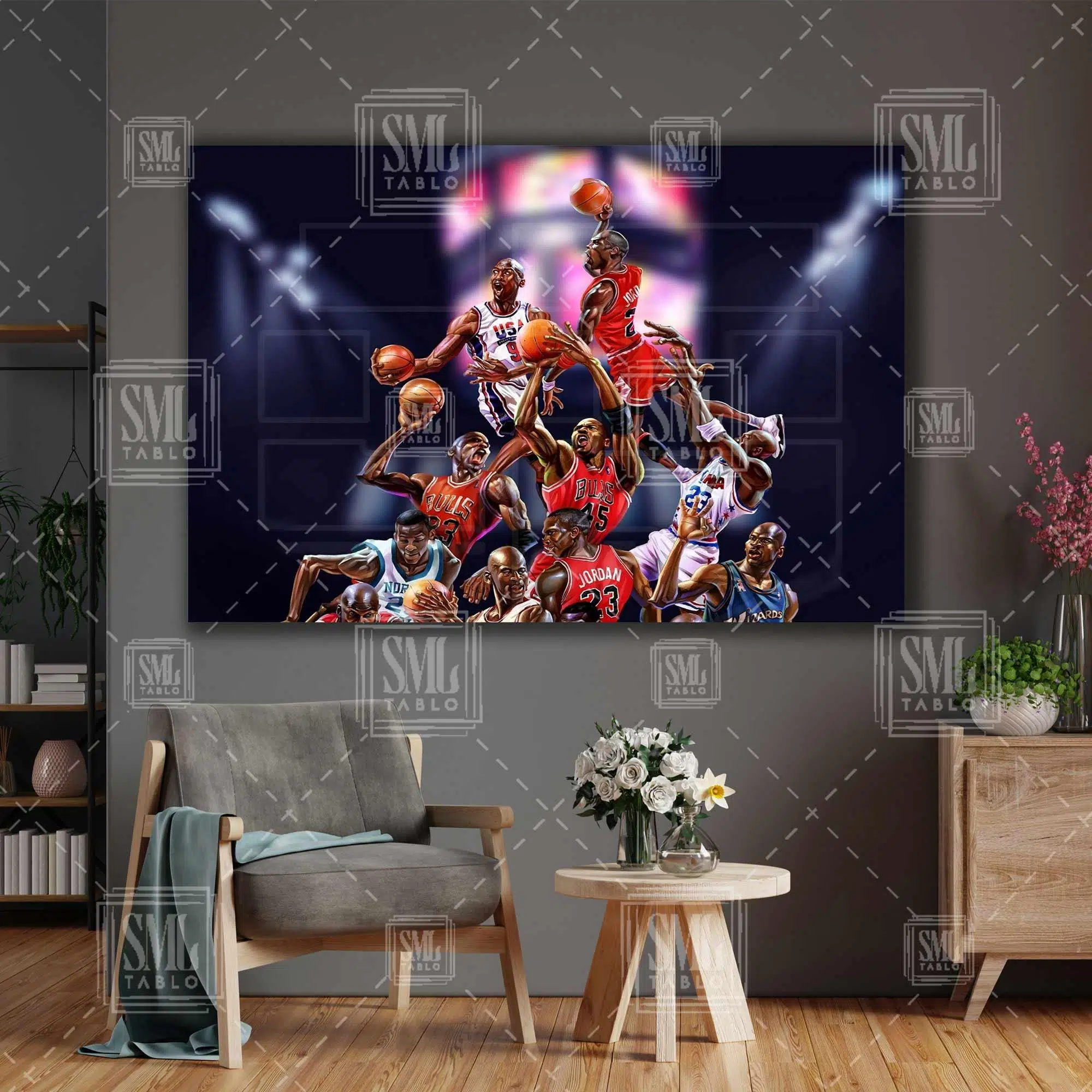Efsana Michael Jordan Nba Basketbol Dekor Yatay Kanvas Tablo