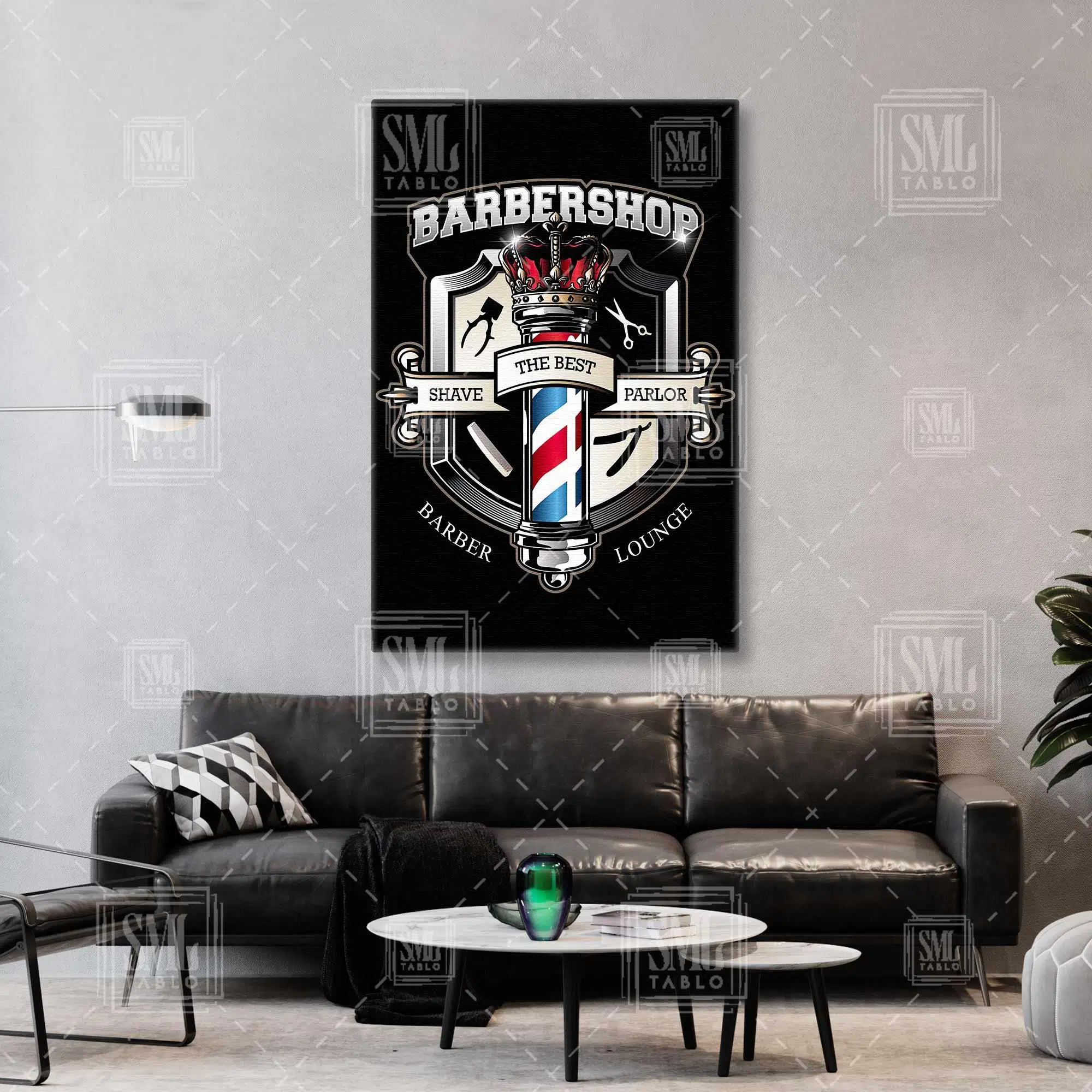 Erkek Berberi Barbershop Dikey Kanvas Tablo