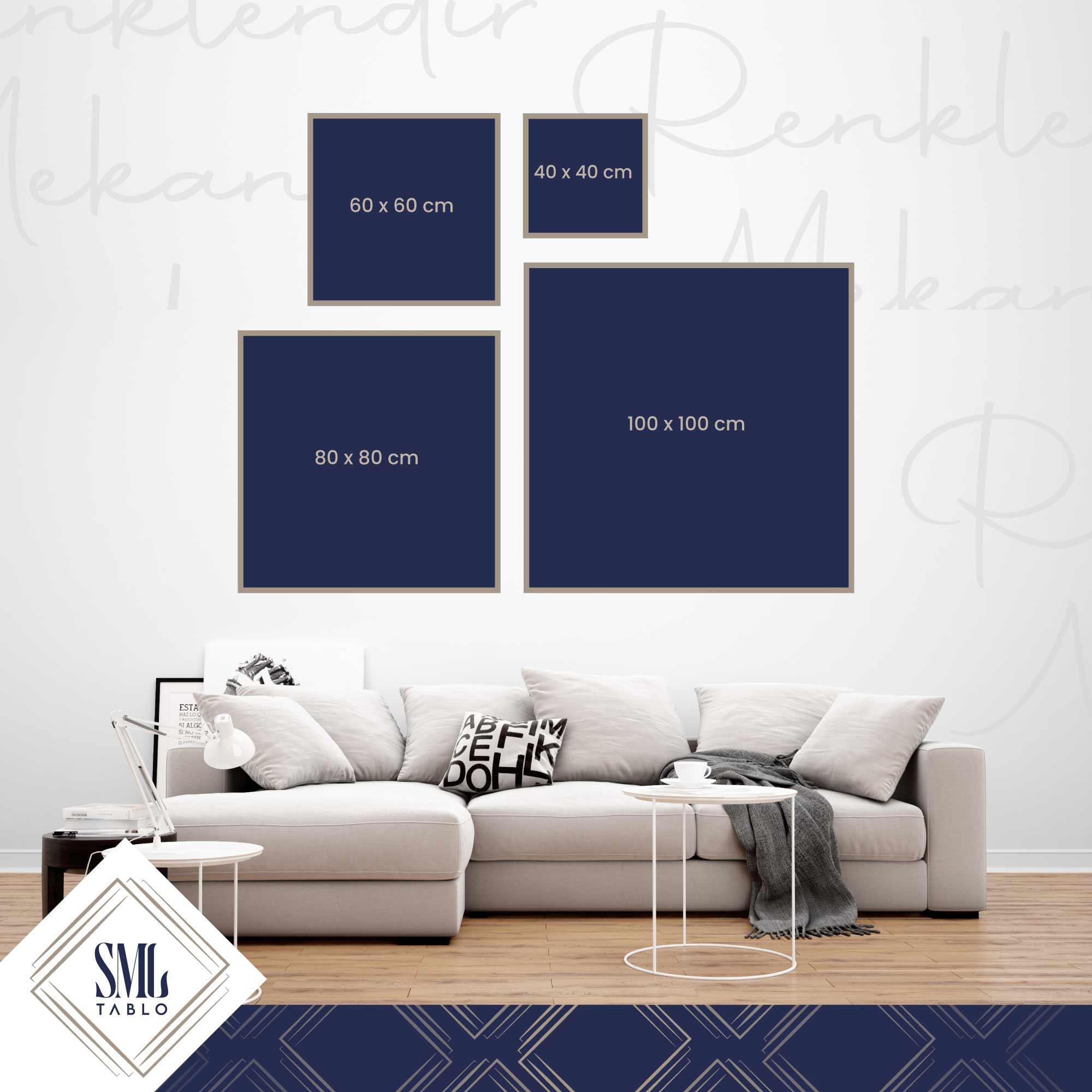 Gümüş Damask Desen Dekoratif Kare Kanvas Tablo Gümüş Damask Desen Dekoratif Kare Kanvas Tablo