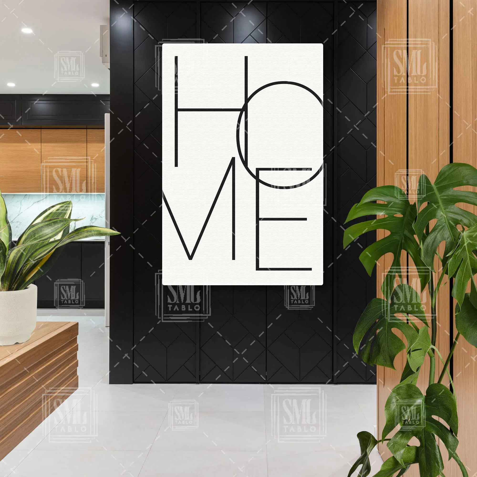 Home Yazısı Ev Tipografik Modern Minimal Dikey Kanvas Tablo