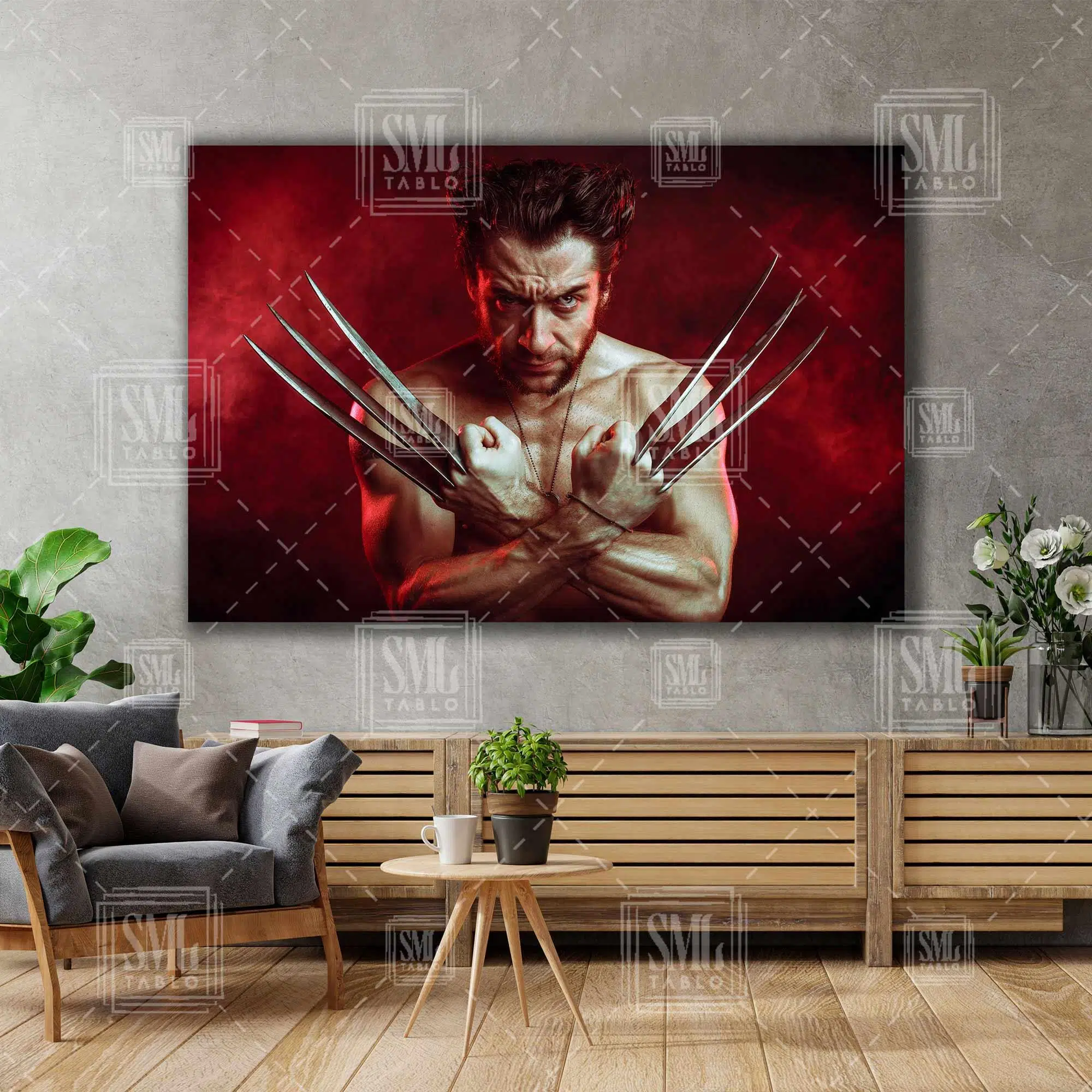 Hugh Jackman Kızgın Bakışlar Wolverine Xman Film Sanat Yatay Kanvas Tablo