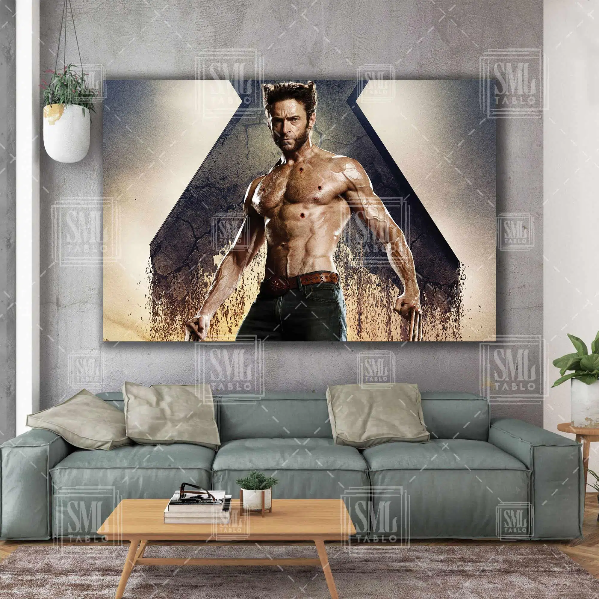 İki Elini Yana Açmış Hugh Jackman Wolverine Xman Film Yatay Kanvas Tablo