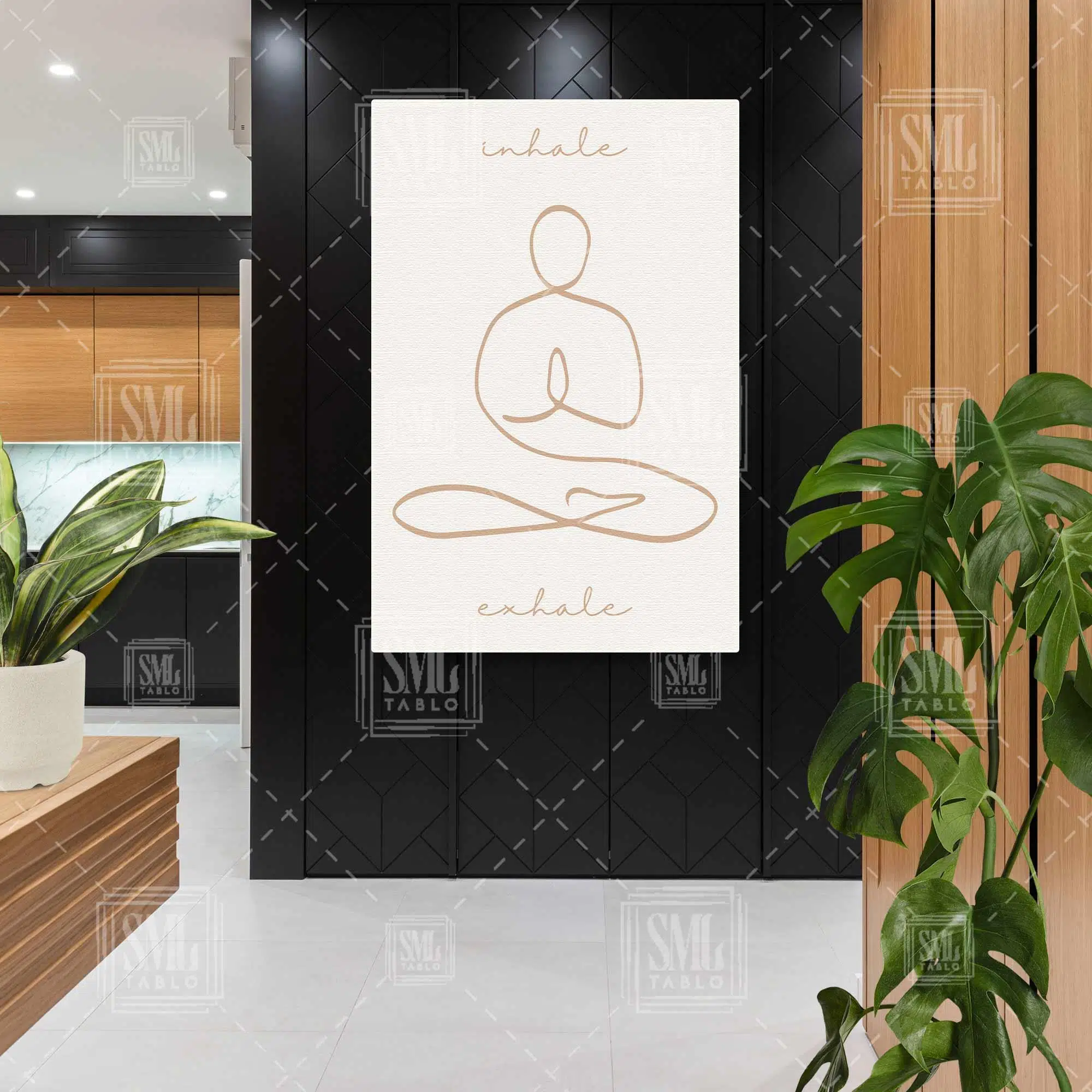 Inhale Exhale Yoga Minimal Dikey Kanvas Tablo