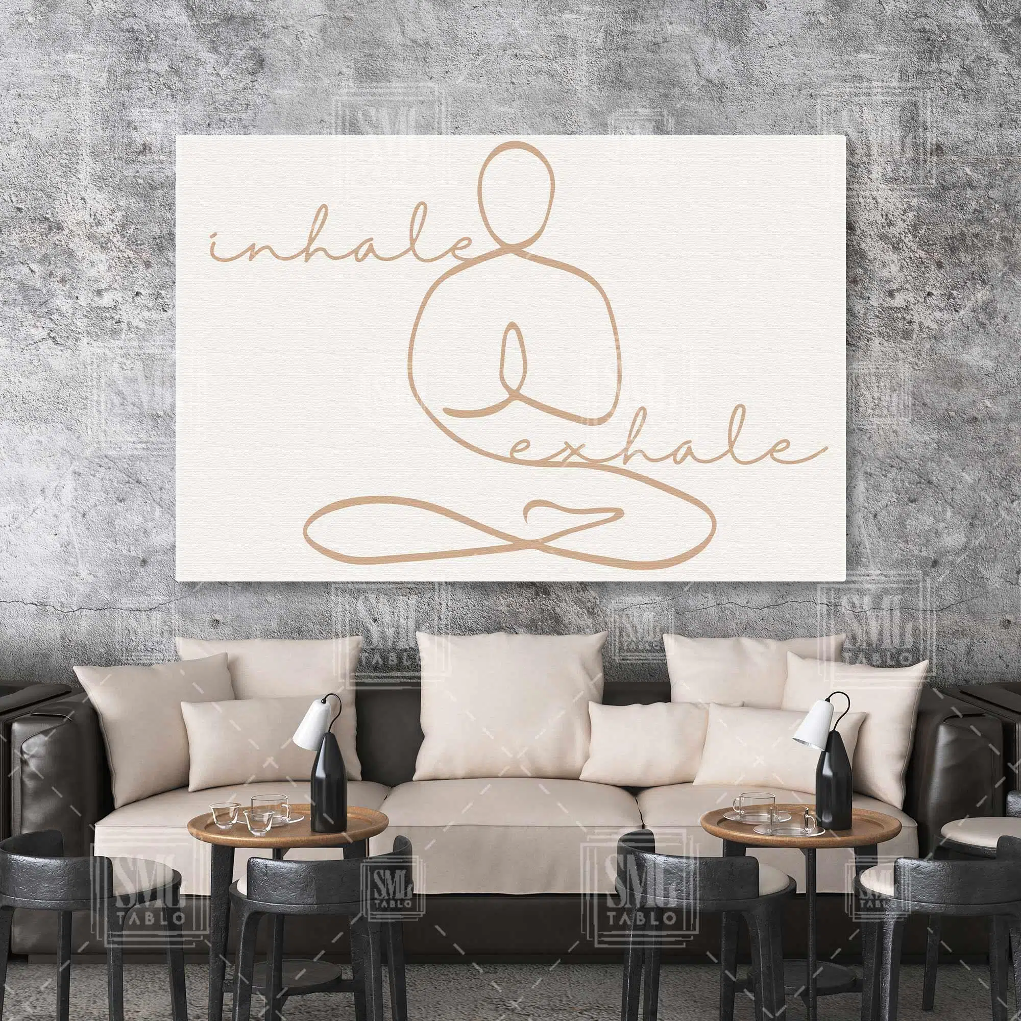 Inhale Exhale Yoga Minimal Yatay Kanvas Tablo