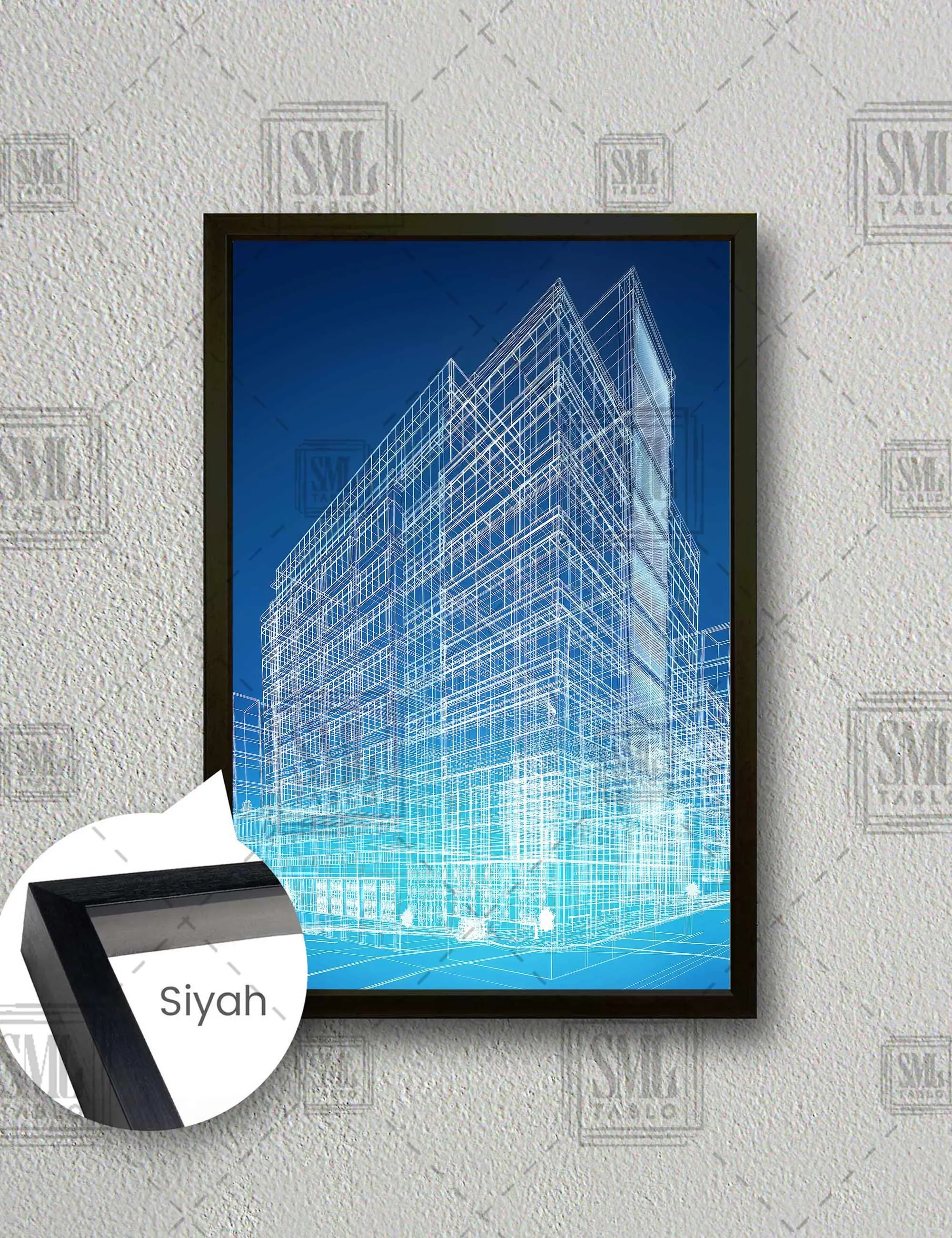 İnşaat Projelendirmesi İnşaat Mühendisliği Yapı Denetim Building City Çerçeveli Dikey Kanvas Tablo - Siyah