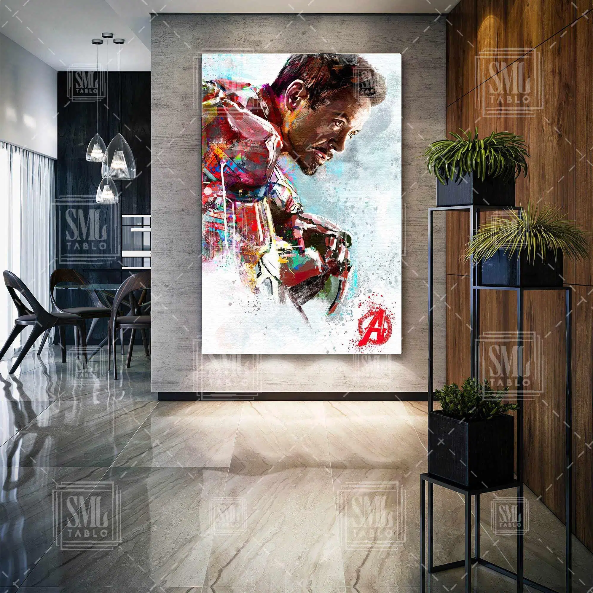 Iron Man Tony Stark Avenger Dikey Kanvas Tablo