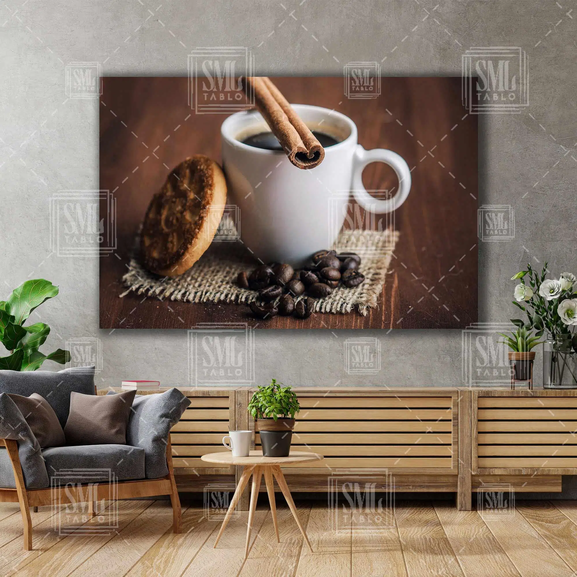 Kahve Tarçın Kurabiye Mutfak Cafe Dekor Yatay Kanvas Tablo