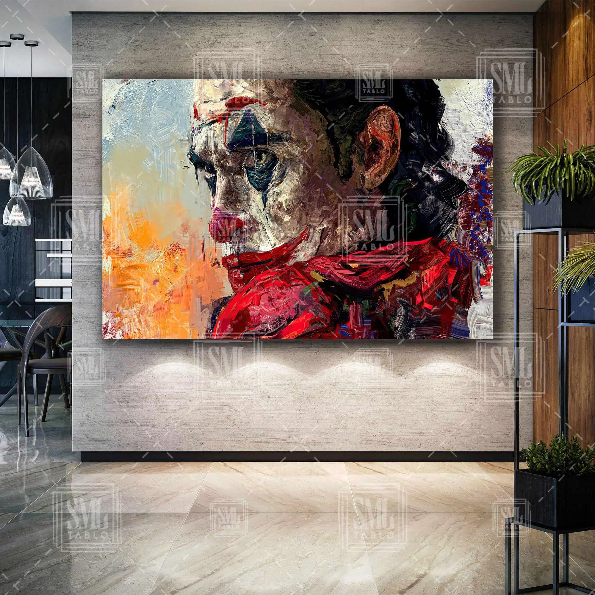 Kırmızı Dudaklı Joker Art Film Batman Sanat Dekor Yatay Kanvas Tablo