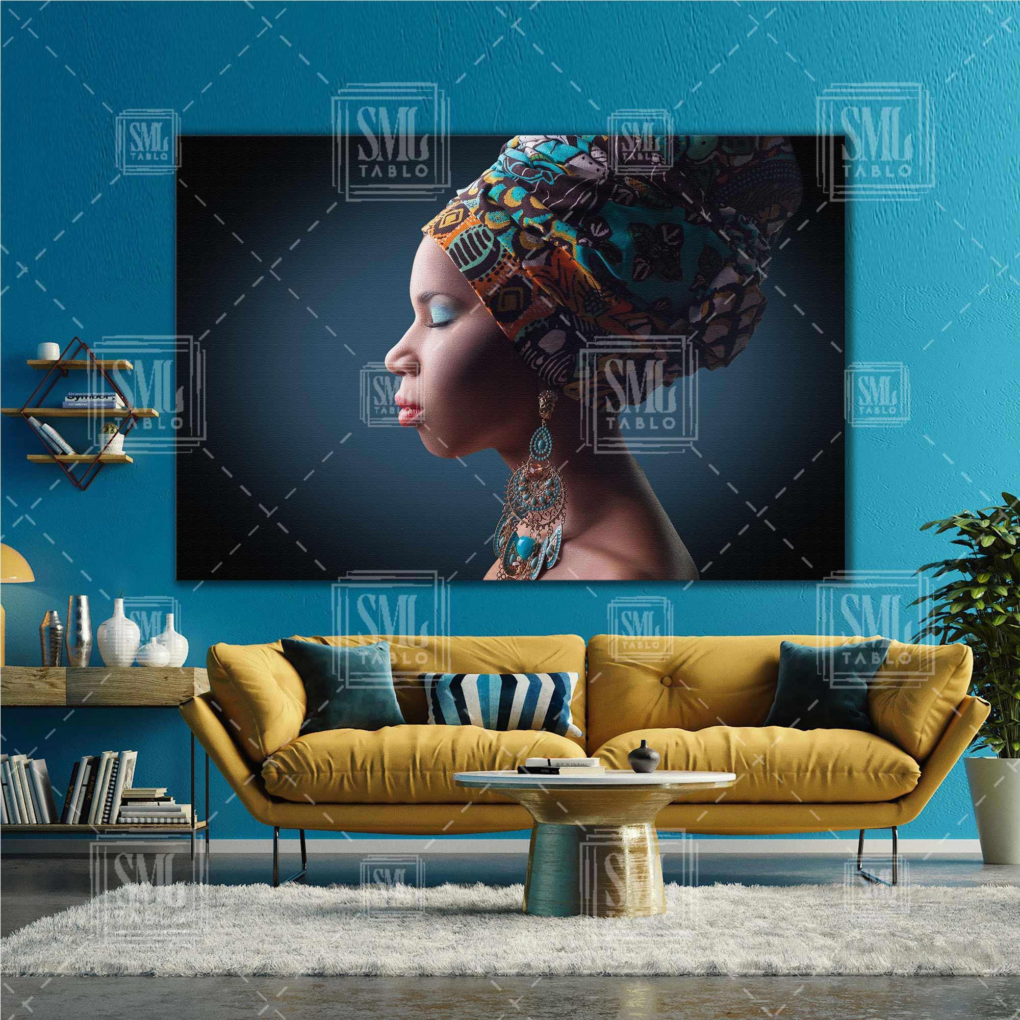 Kırmızı Rujlu Eşarplı Kadın Etnik Kıyafet Model Woman Afrikalı Yatay Kanvas Tablo Kırmızı Rujlu Eşarplı Kadın Etnik Kıyafet Model Woman Afrikalı Yatay Kanvas Tablo