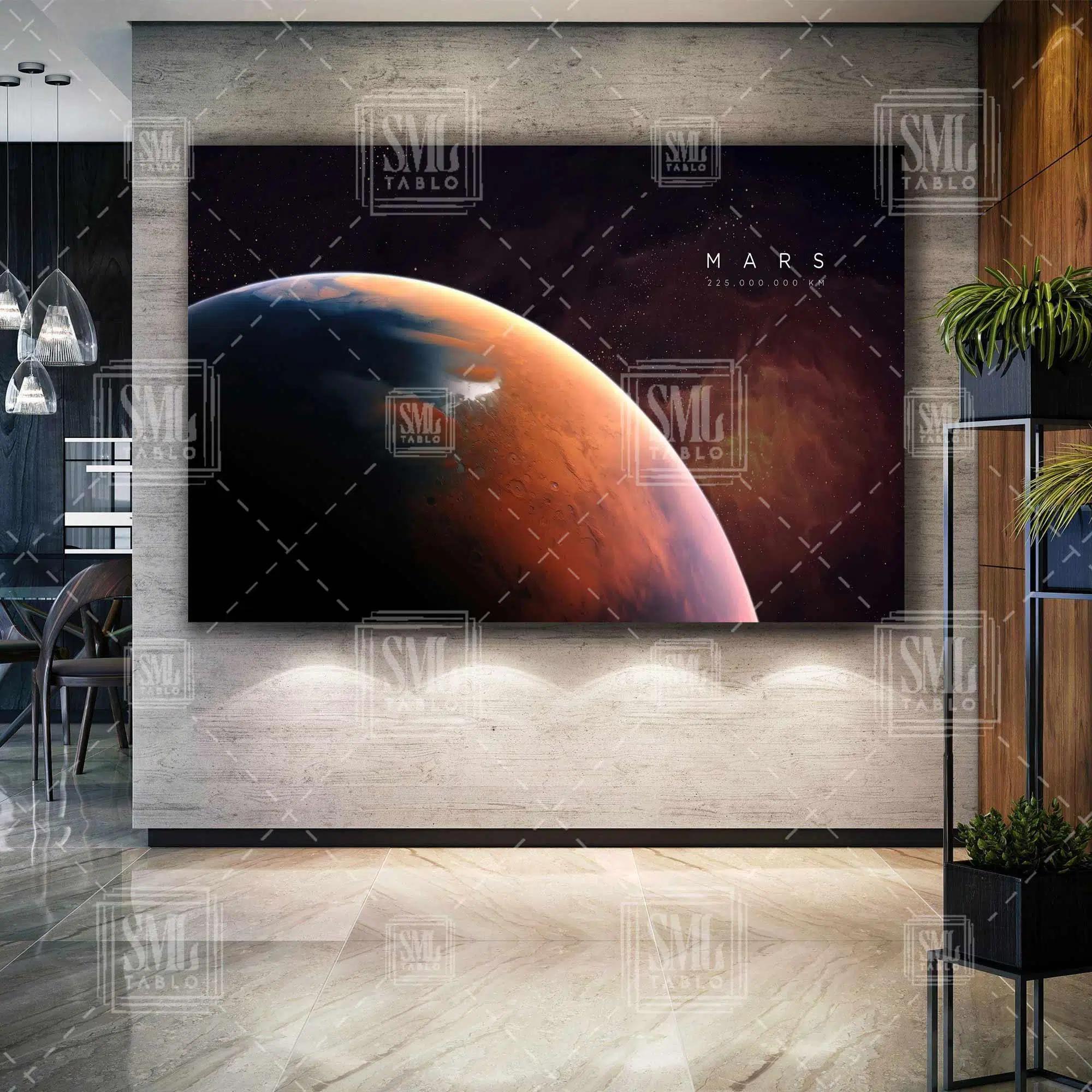 Kızıl Gezegen Mars Uzay Cosmos Kozmoz Dekor Astronot Yatay Kanvas Tablo