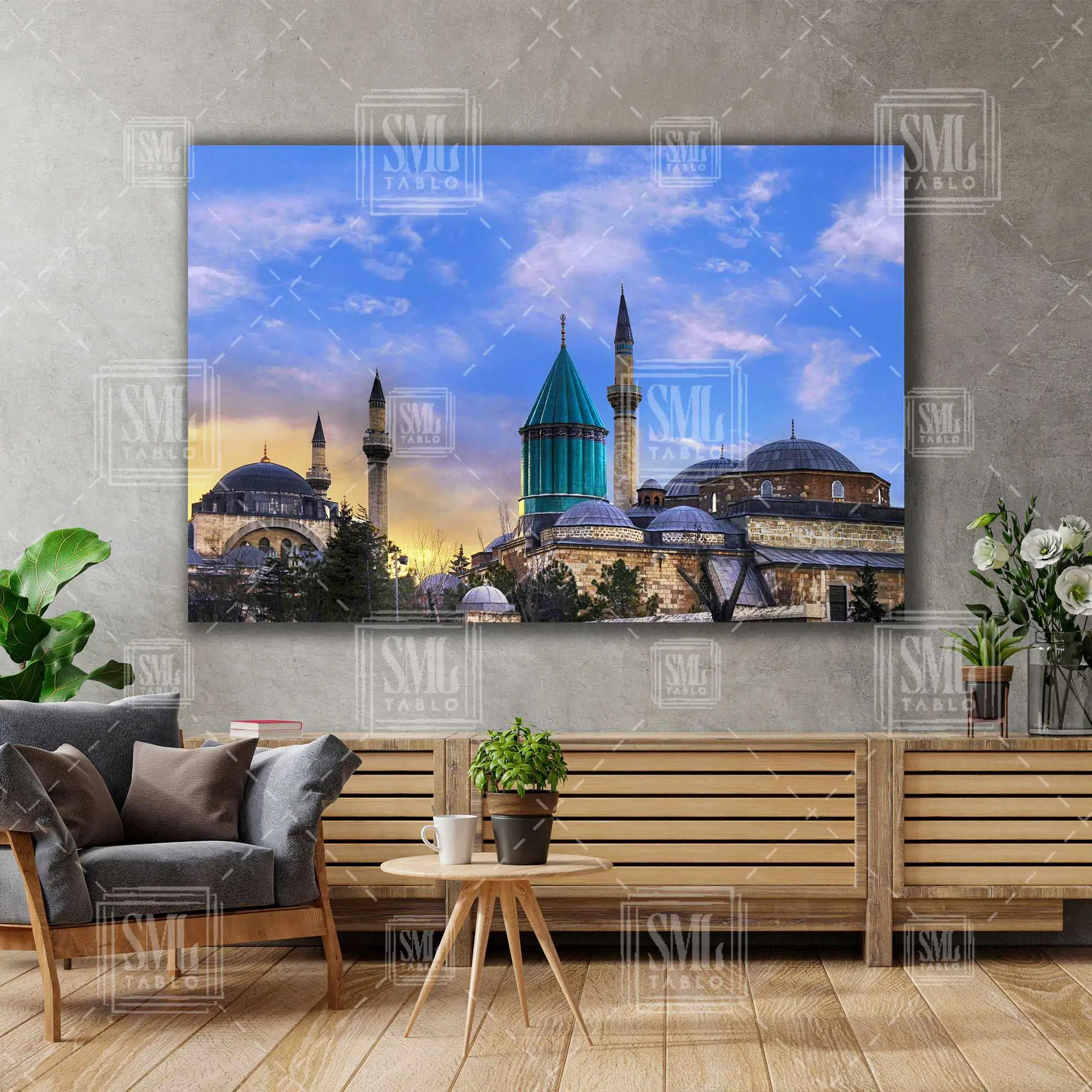 Konya Mevlana Gökyüzü Manzara Dekor Yatay Kanvas Tablo