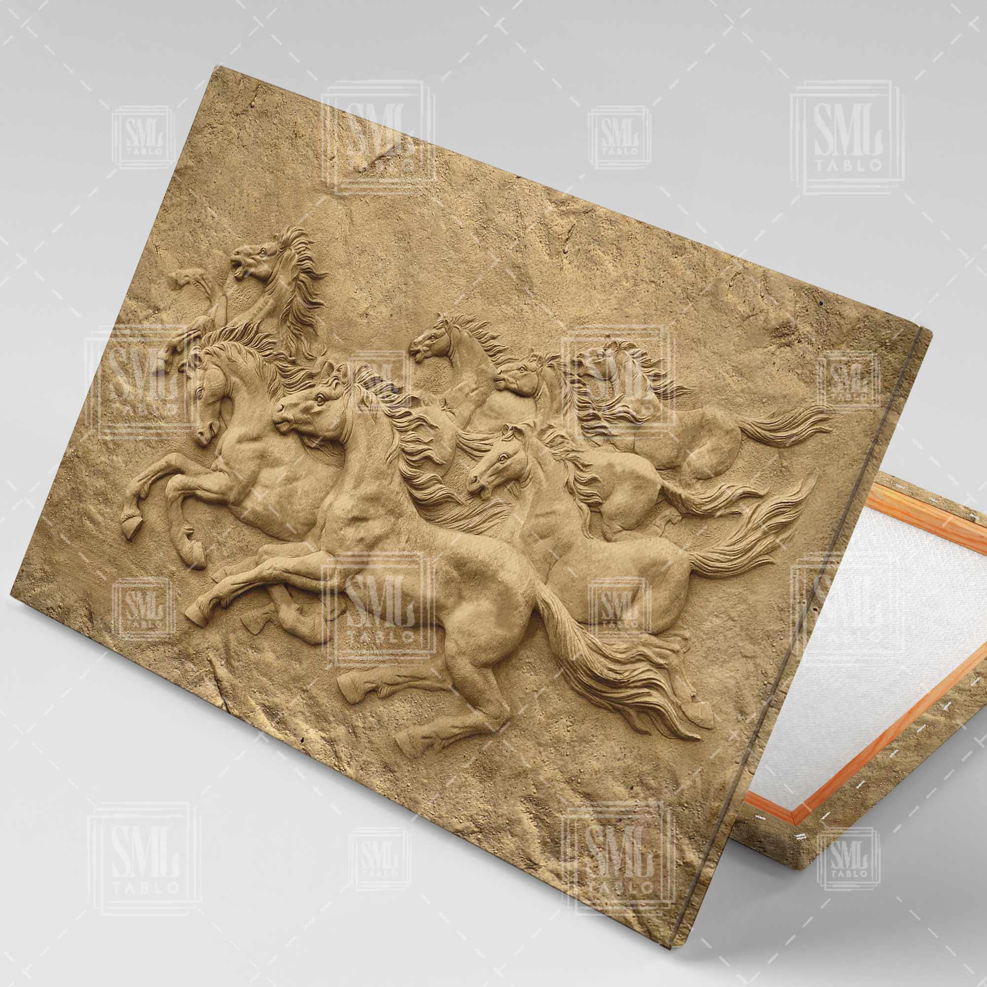 Koşan At Sürüsü 3D Sepya Dekoratif Hayvan Kanva Tablo Yatay Kanvas Tablo Koşan At Sürüsü 3D Sepya Dekoratif Hayvan Kanva Tablo Yatay Kanvas Tablo