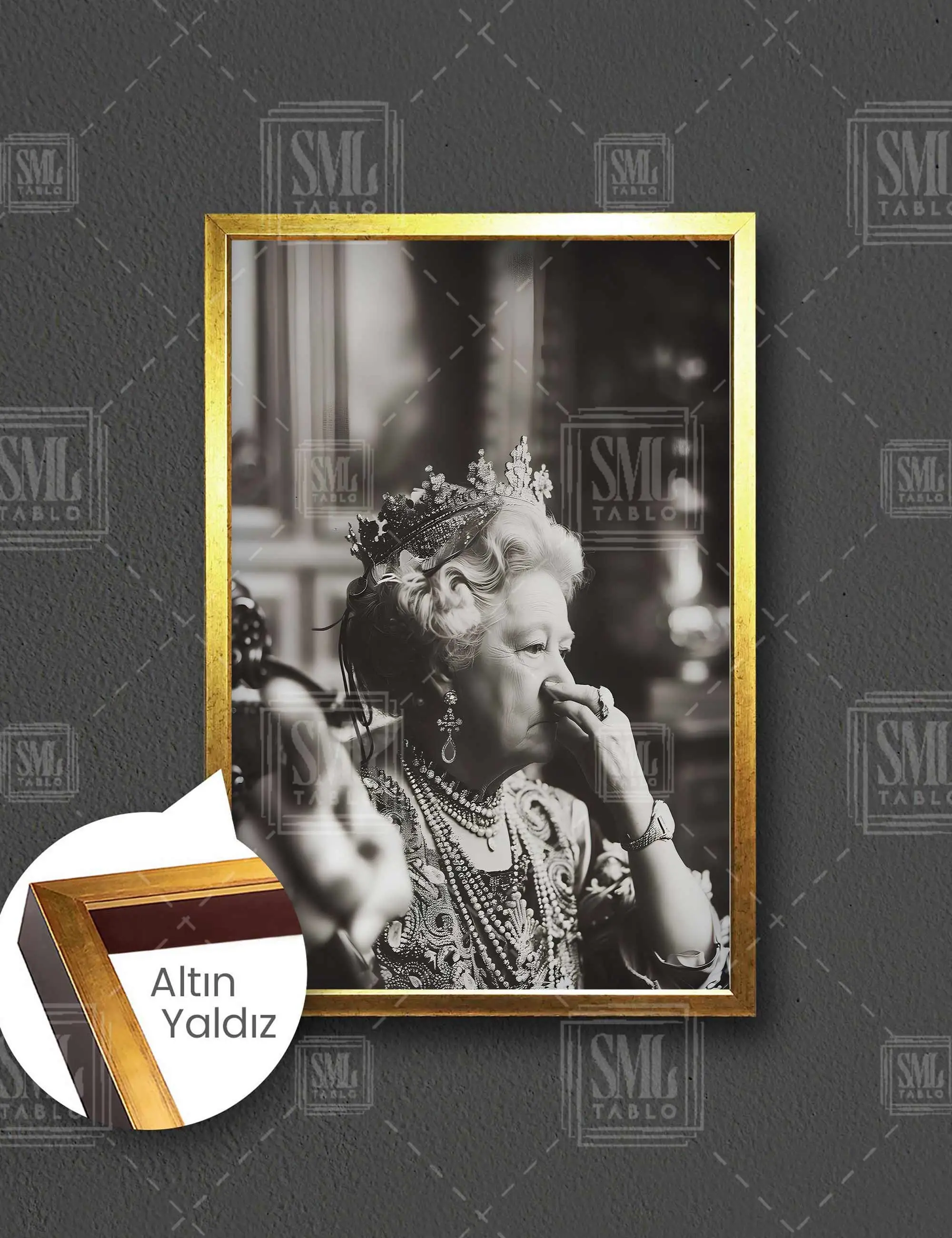 Kraliçe Elizabeth Komik Tuvalet Dekoru Koku Lavabo Dekor Çerçeveli Dikey Kanvas Tablo