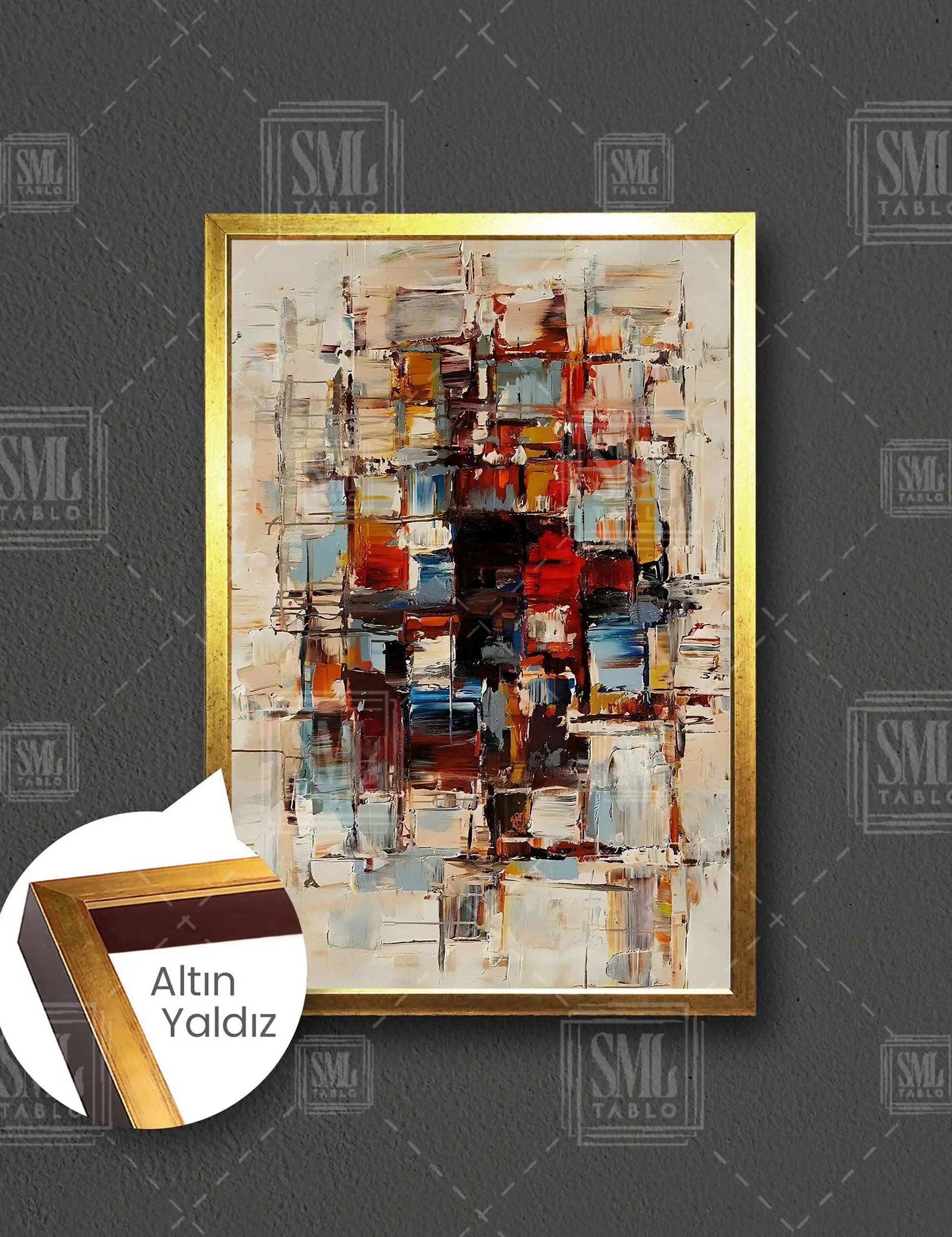 Kunstneriske Farger Soyut Sürreal Sanatsal Çerçeveli Dikey Kanvas Tablo