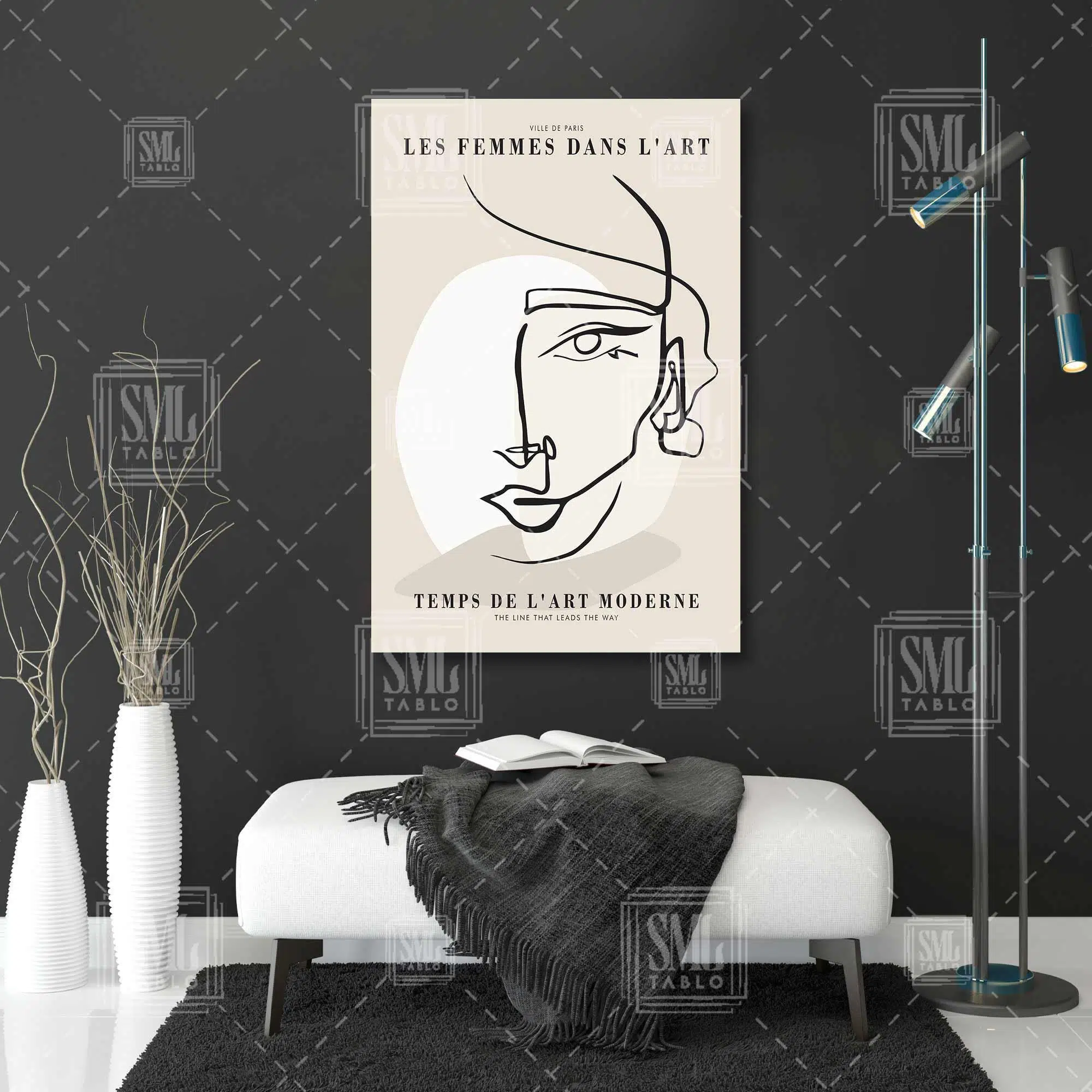Les Femmes Dans Lart Çizgi Kadın Silüeti Boho Minimal Dikey Kanvas Tablo