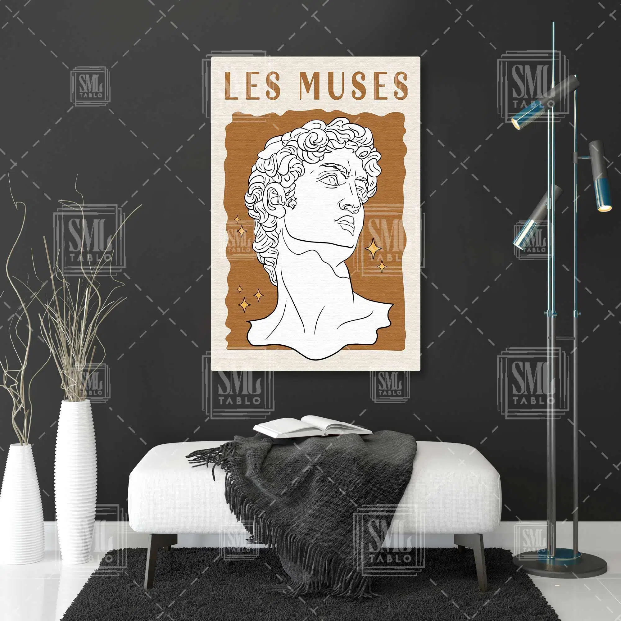 Les Muses Davud Heykeli Minimal Dikey Kanvas Tablo