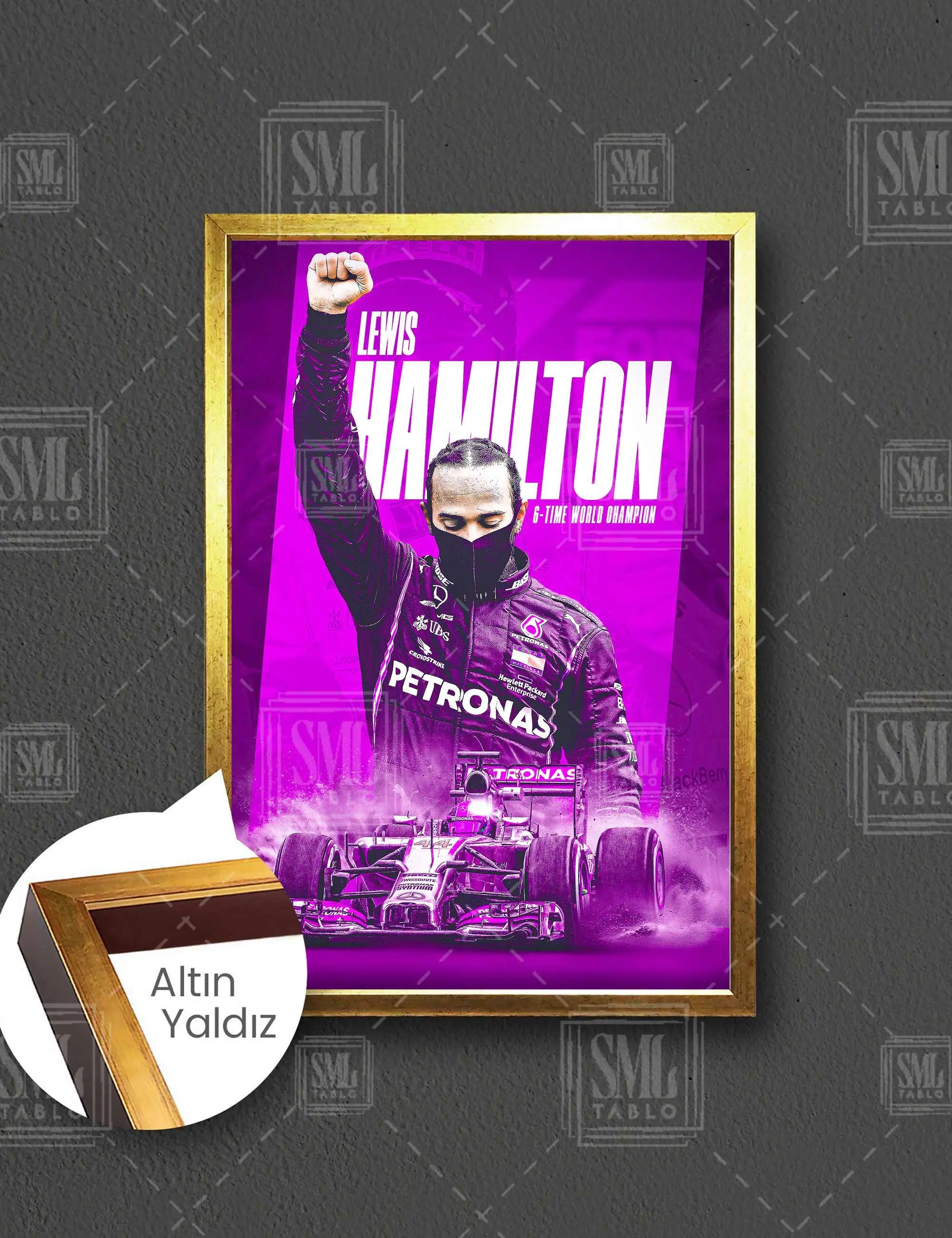 Lewis Hemilton Efsane Pilot F1 Pilotu Hız Tutkusu Çerçeveli Dikey Kanvas Tablo