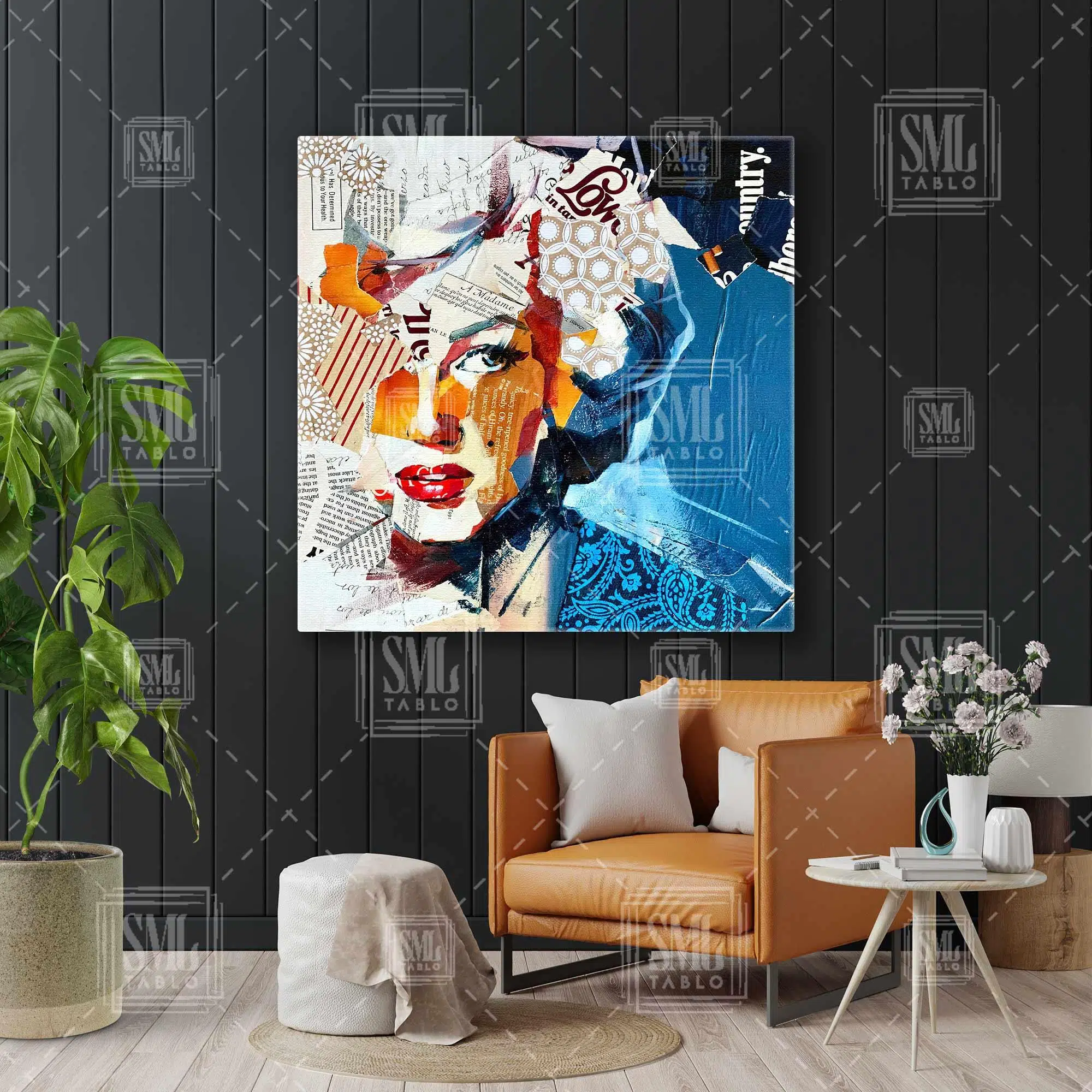 Marilyn Monroe Dergi Kolajı Kare Kanvas Tablo