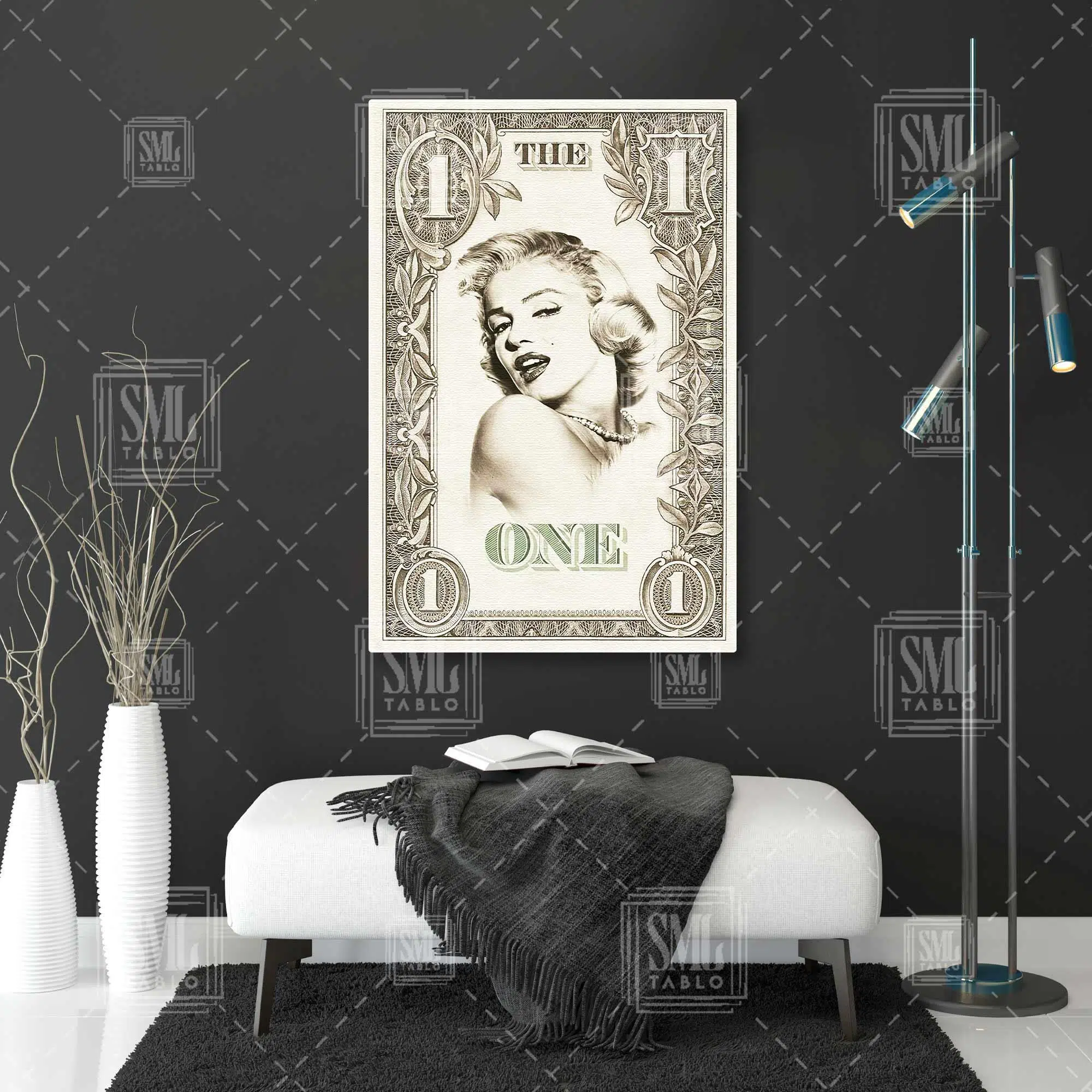 Marlyn Monroe Doları Dikey Kanvas Tablo