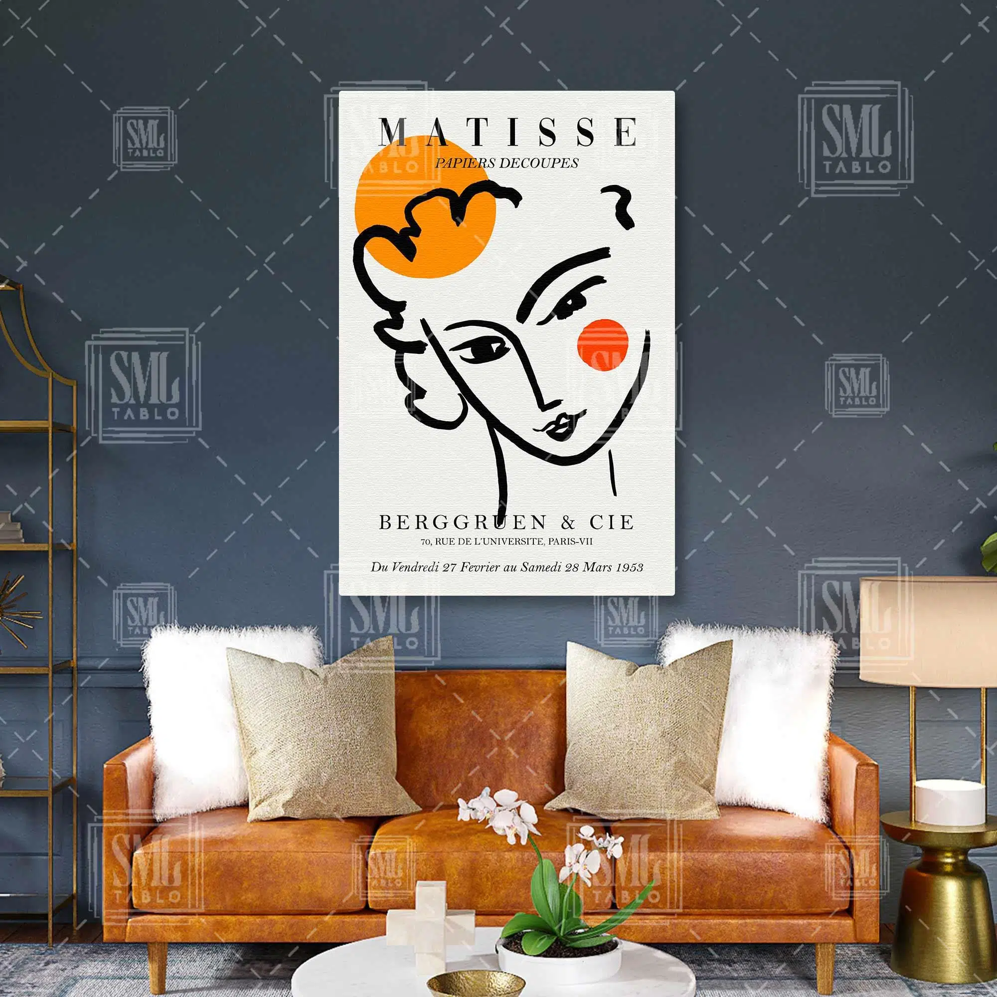 Matisse Çizgisel Kadın Portresi İlüstrasyonu Boho Dikey Kanvas Tablo