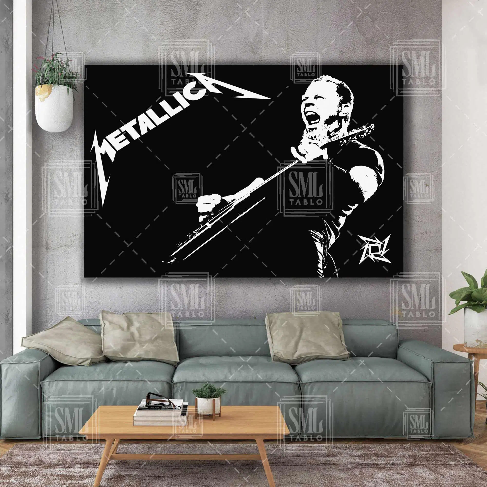 Metallıca Rock Müzik Metalika James Hetfield Gitar Çalarken Yatay Kanvas Tablo