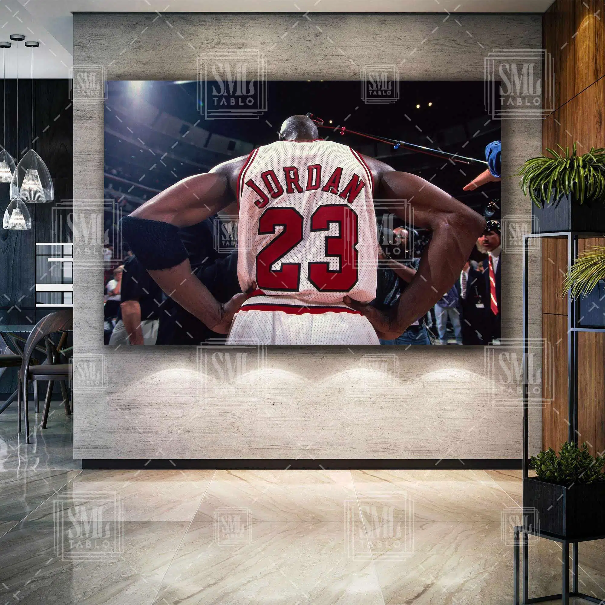 Michael Jordan Art Chicago Bulls Basketbol Nba Beyaz Forma Yirmi Üç Numara Yatay Kanvas Tablo