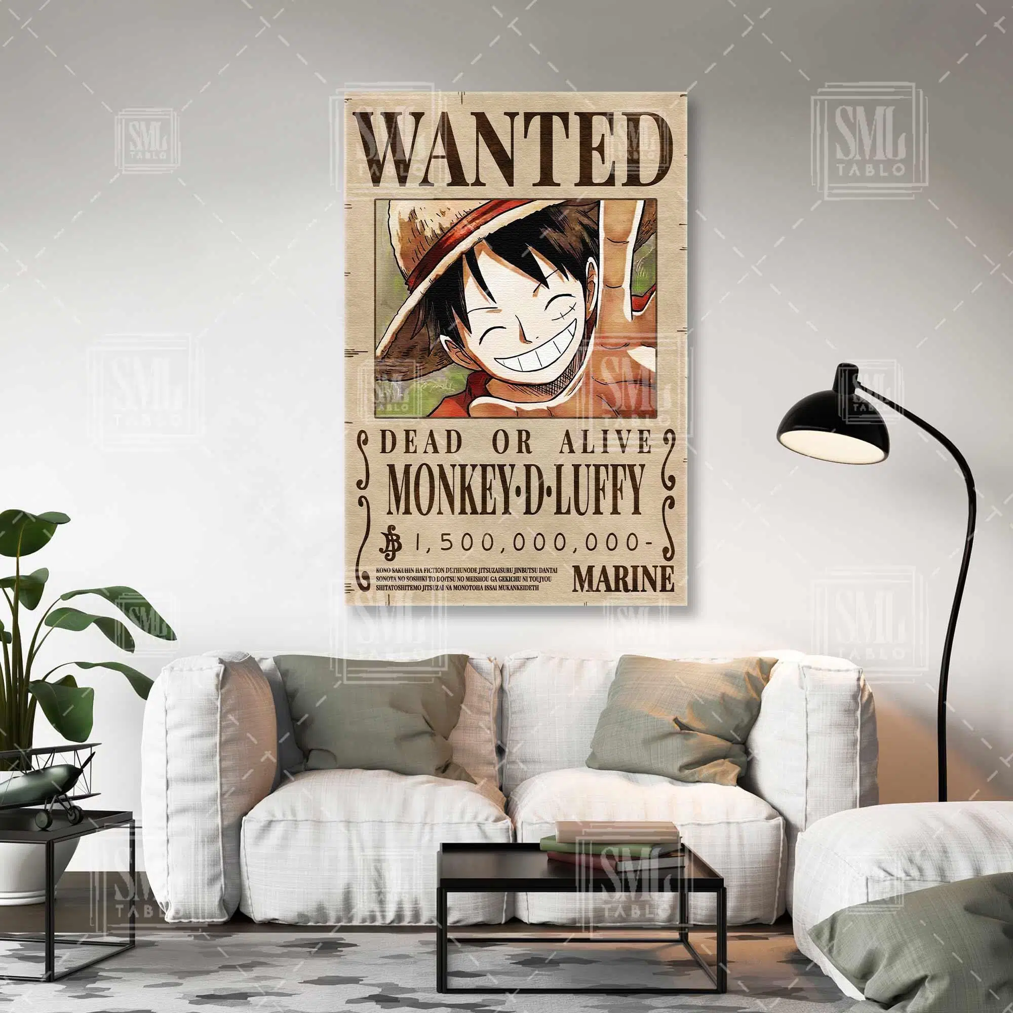Monkey D Luffy Aranıyor Posteri One Piece Dikey Kanvas Tablo