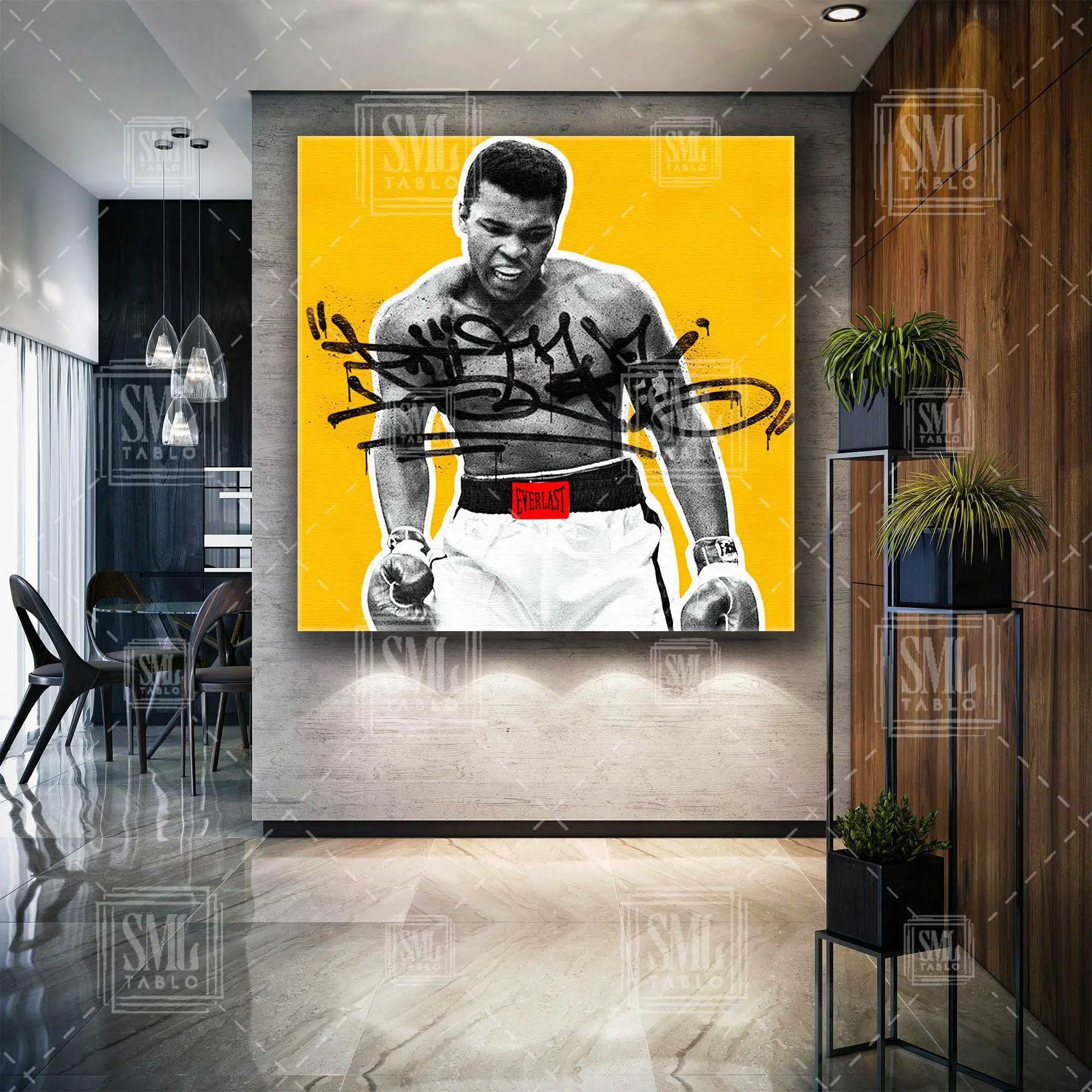Muhammed Ali Efsane Boksör Grafitti Kare Kanvas Tablo