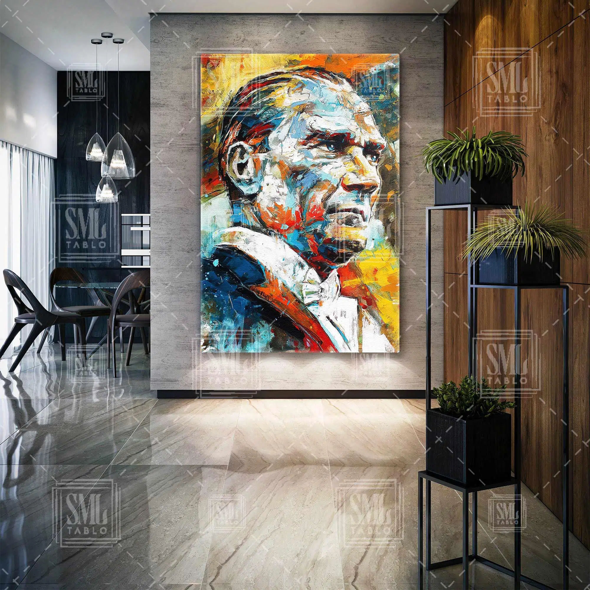 Mustafa Kemal Atatürk Karizma Bakışlı Portre Dikey Kanvas Tablo