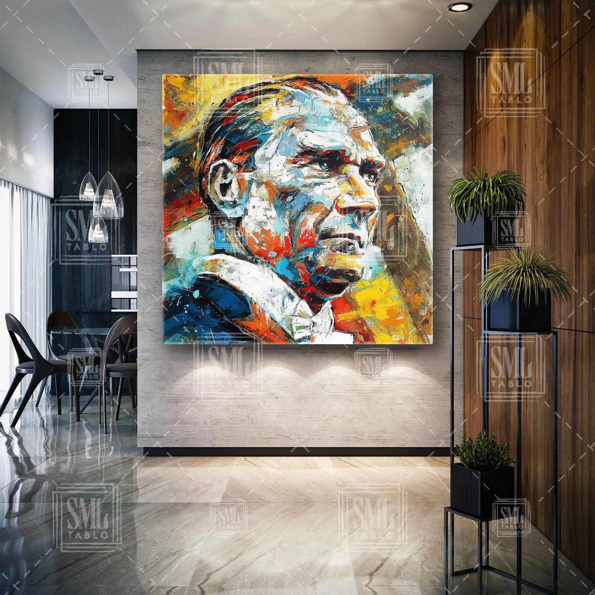 Mustafa Kemal Atatürk Karizma Bakışlı Portre Kare Kanvas Tablo