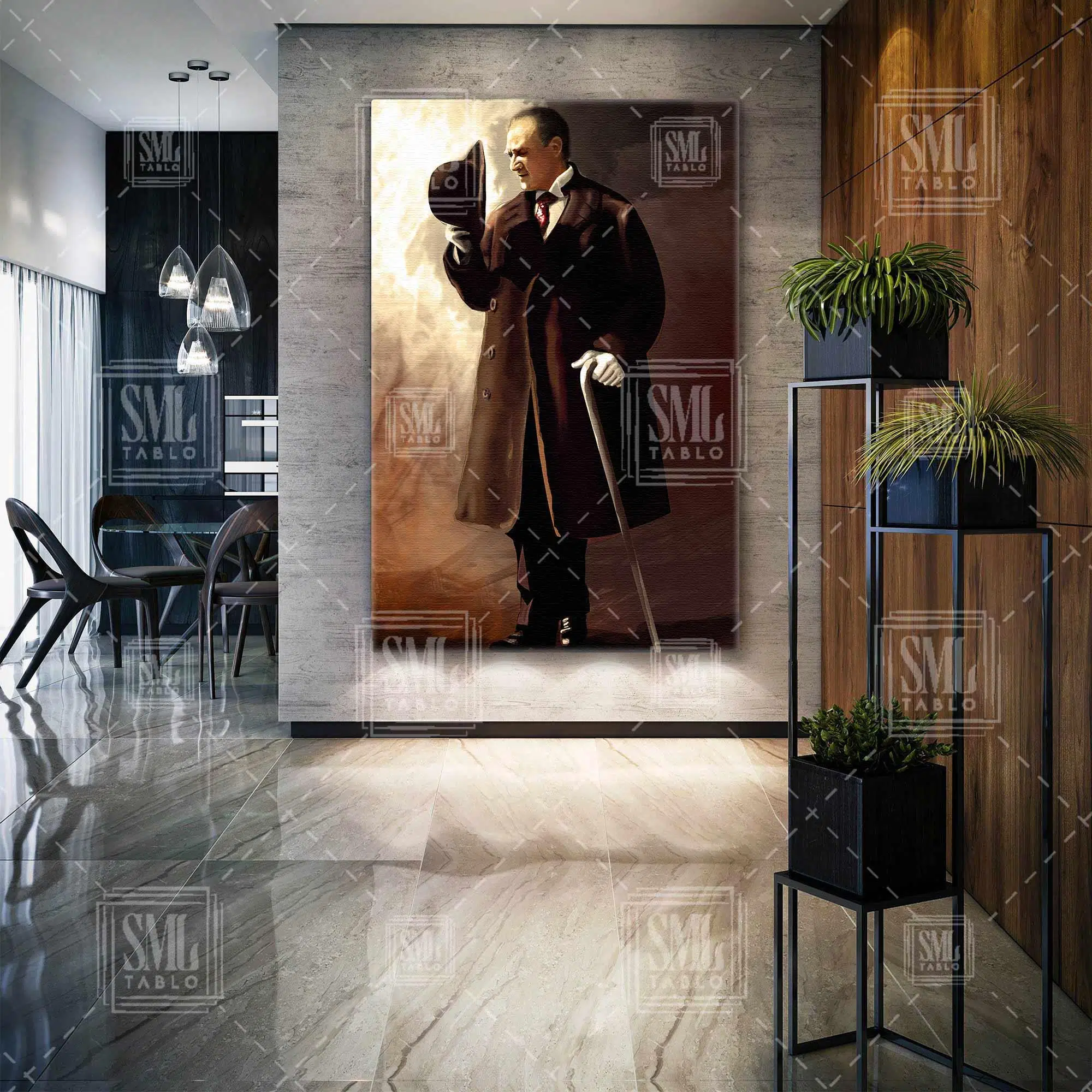 Mustafa Kemal Atatürk Karizma İlüstrasyonu Dikey Kanvas Tablo