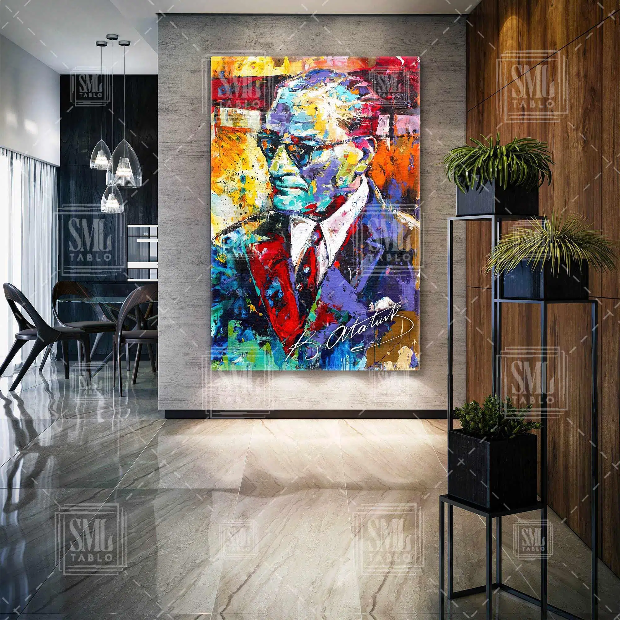 Mustafa Kemal Atatürk Karizma Portre Dikey Kanvas Tablo