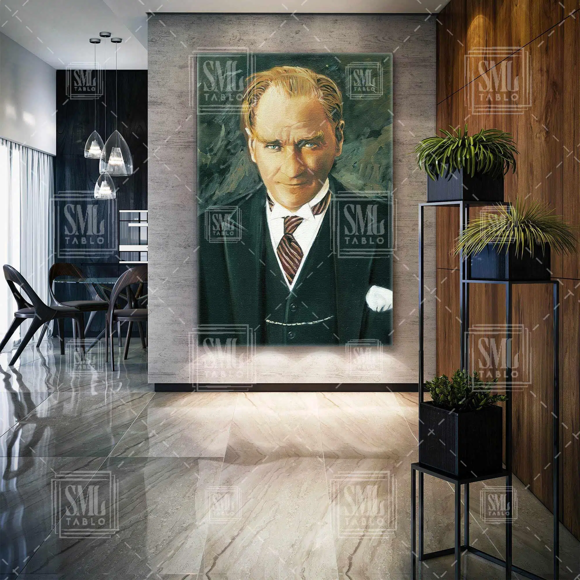 Mustafa Kemal Atatürk Portresi Dikey Kanvas Tablo