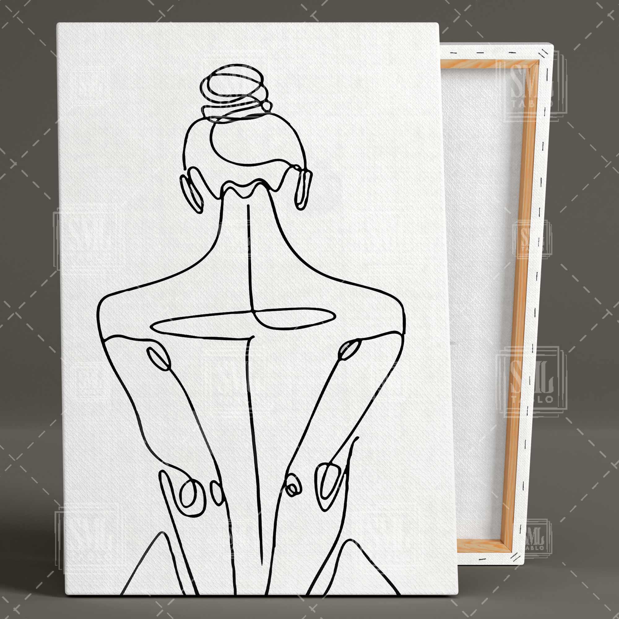 Nü Sırtı Dönük Ayakta Duran Çizgisel Kadın Üçlü Kombin 3 lü Set Kanvas Tablo Nü Sırtı Dönük Ayakta Duran Çizgisel Kadın Üçlü Kombin 3 lü Set Kanvas Tablo