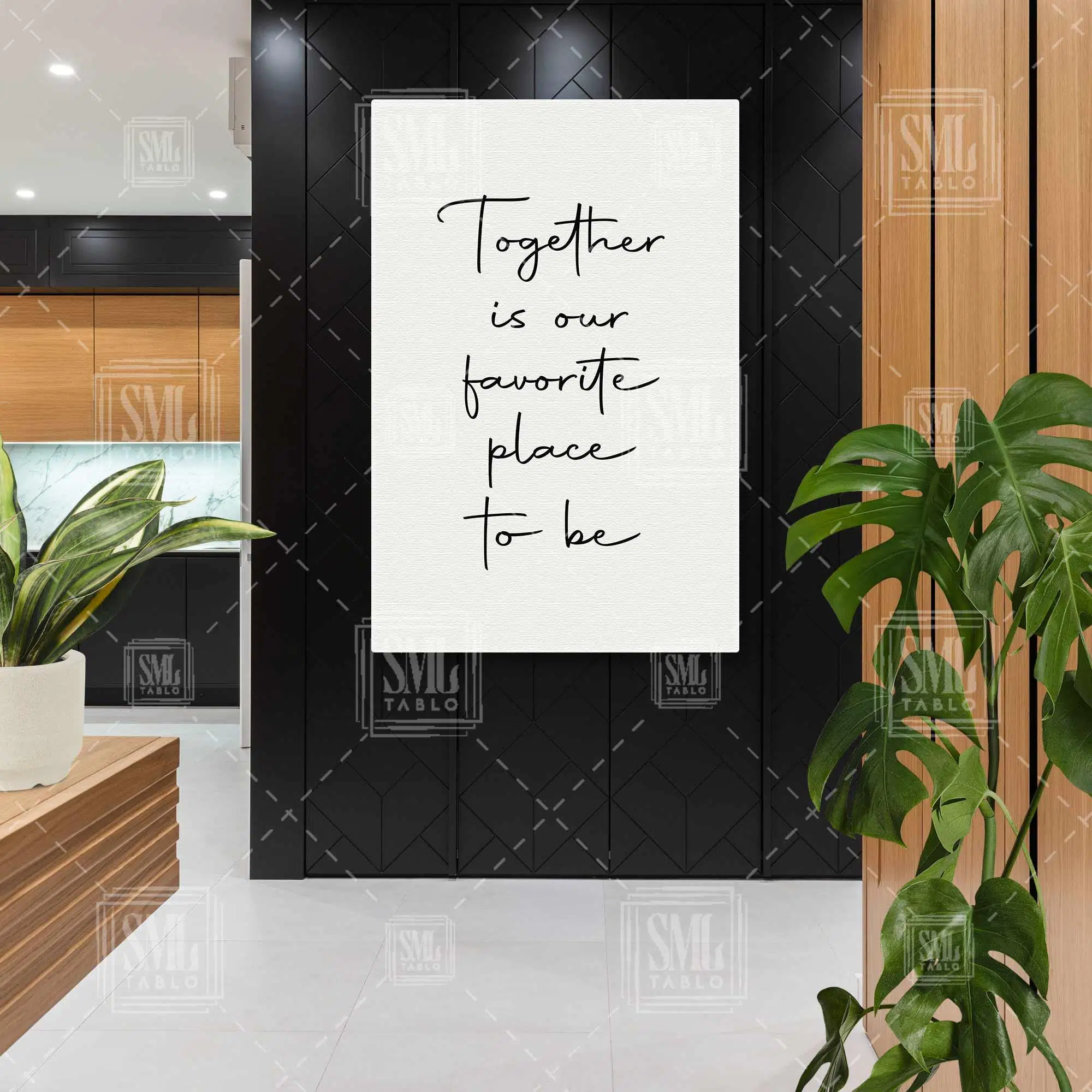 Olmayı En Sevdiğimiz Yer Together Is Our Favorite Place To Be Tipografik Dikey Kanvas Tablo